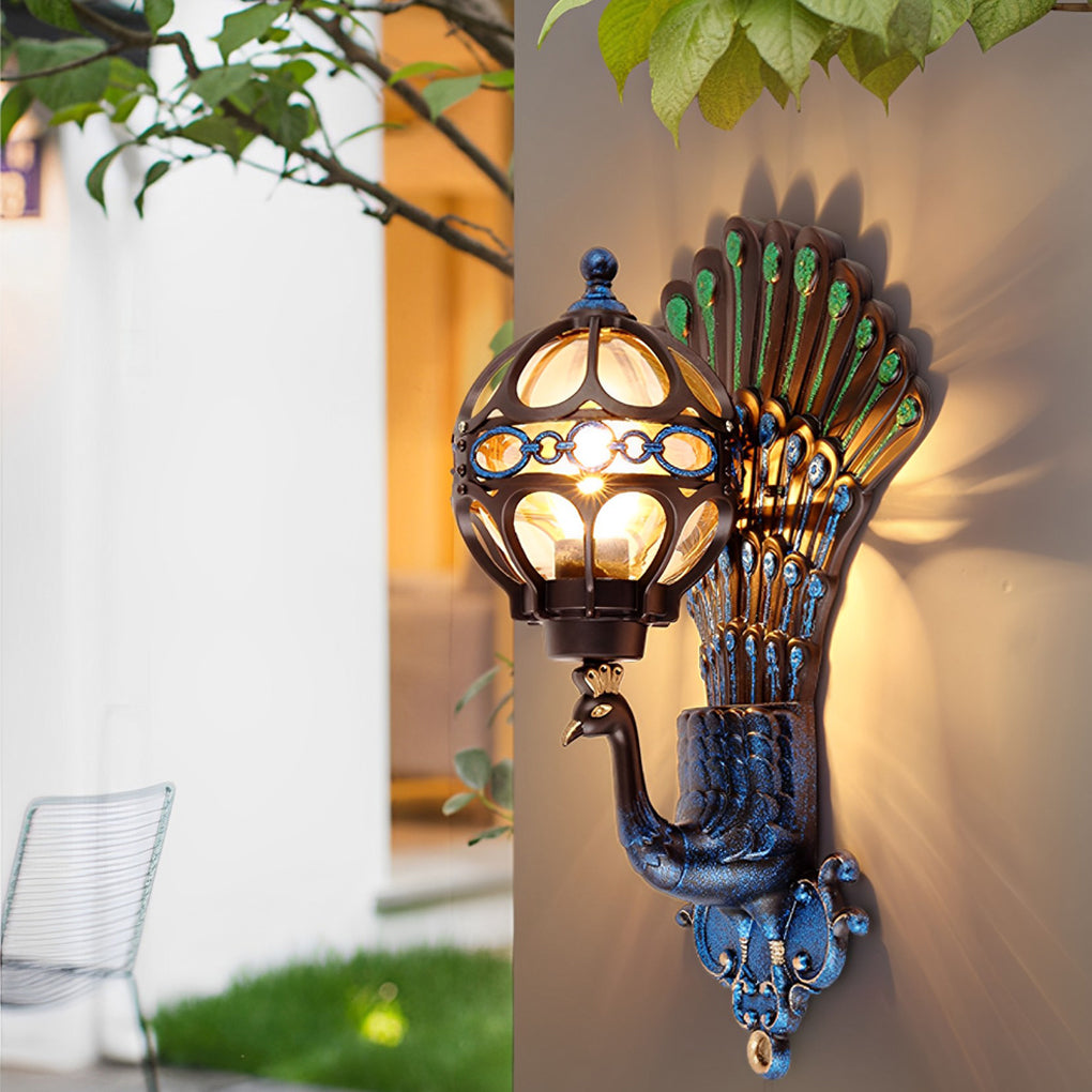 Waterproof Retro Peacocks Aluminum European Style Outdoor Wall Light - Lamp Outdoor