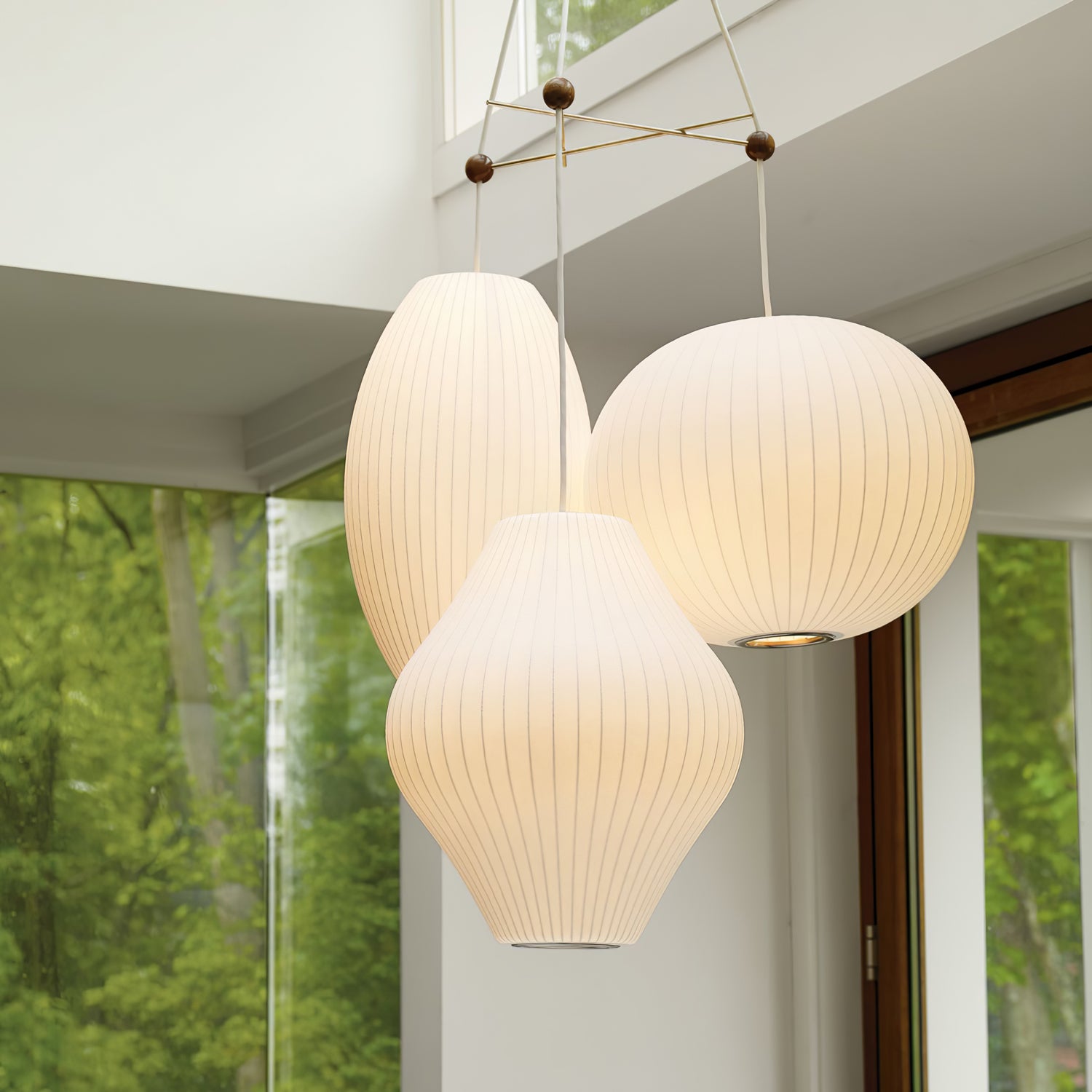 Lunar Modern Silk Pendant Lamp - Lamp Outdoor