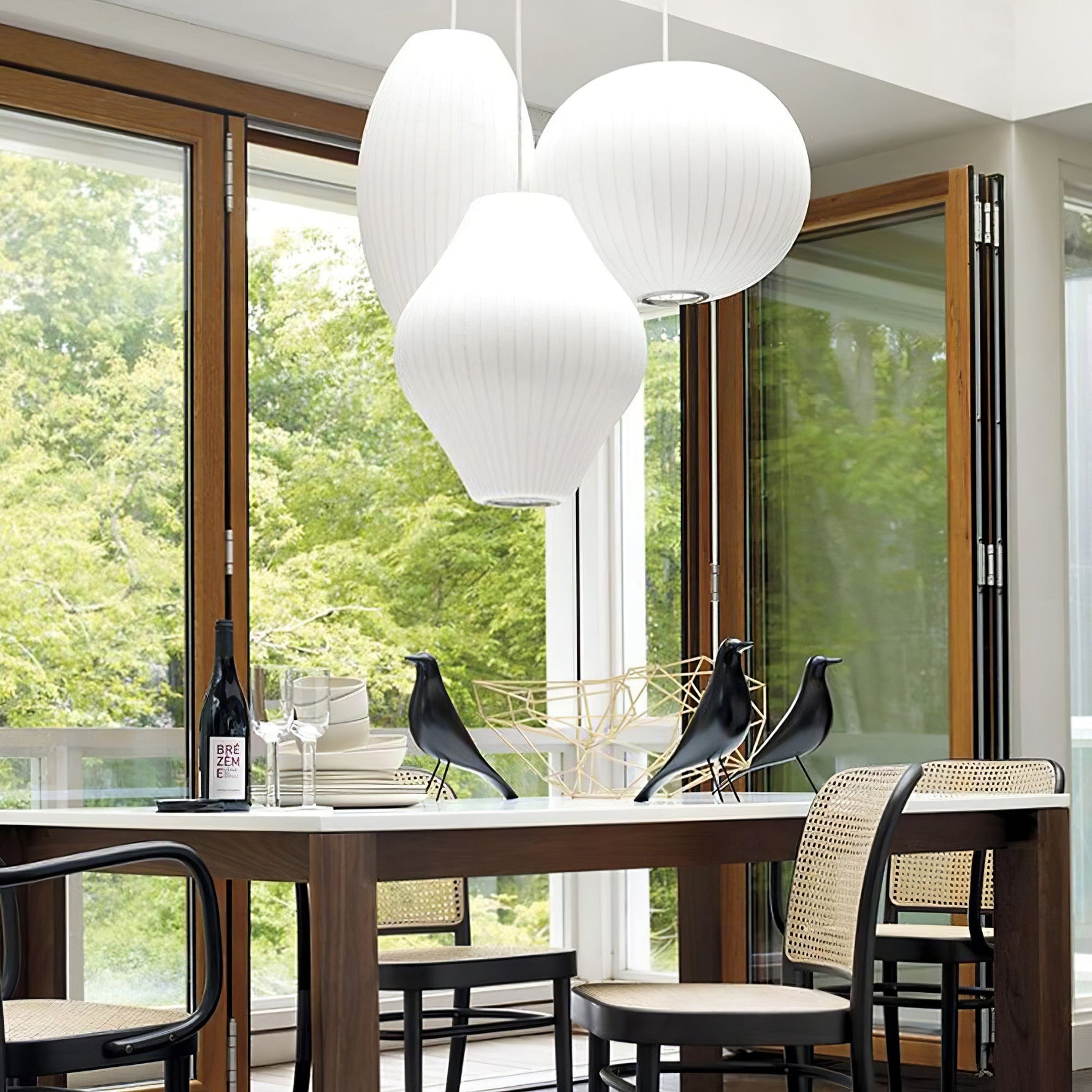 Lunar Modern Silk Pendant Lamp - Lamp Outdoor