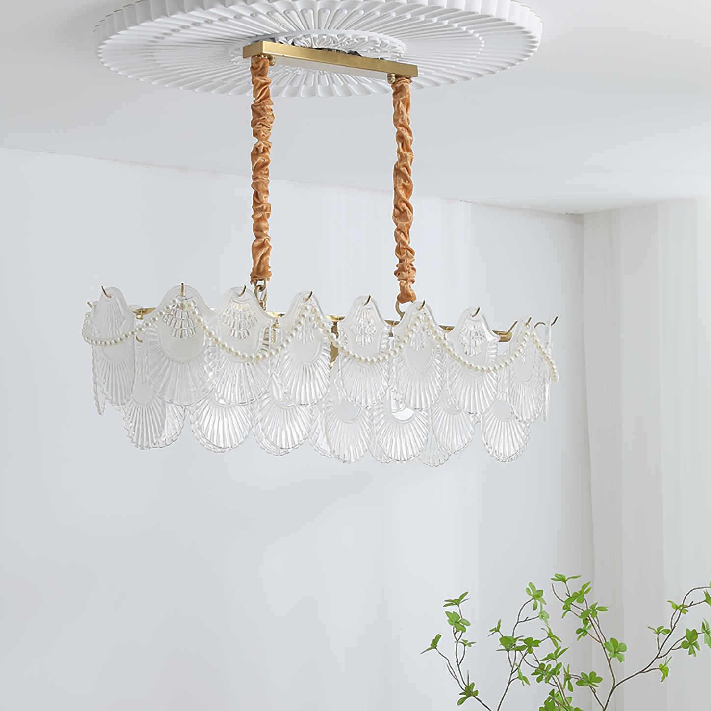 Pearl Glass Shell Chandelier - Lamp Outdoor