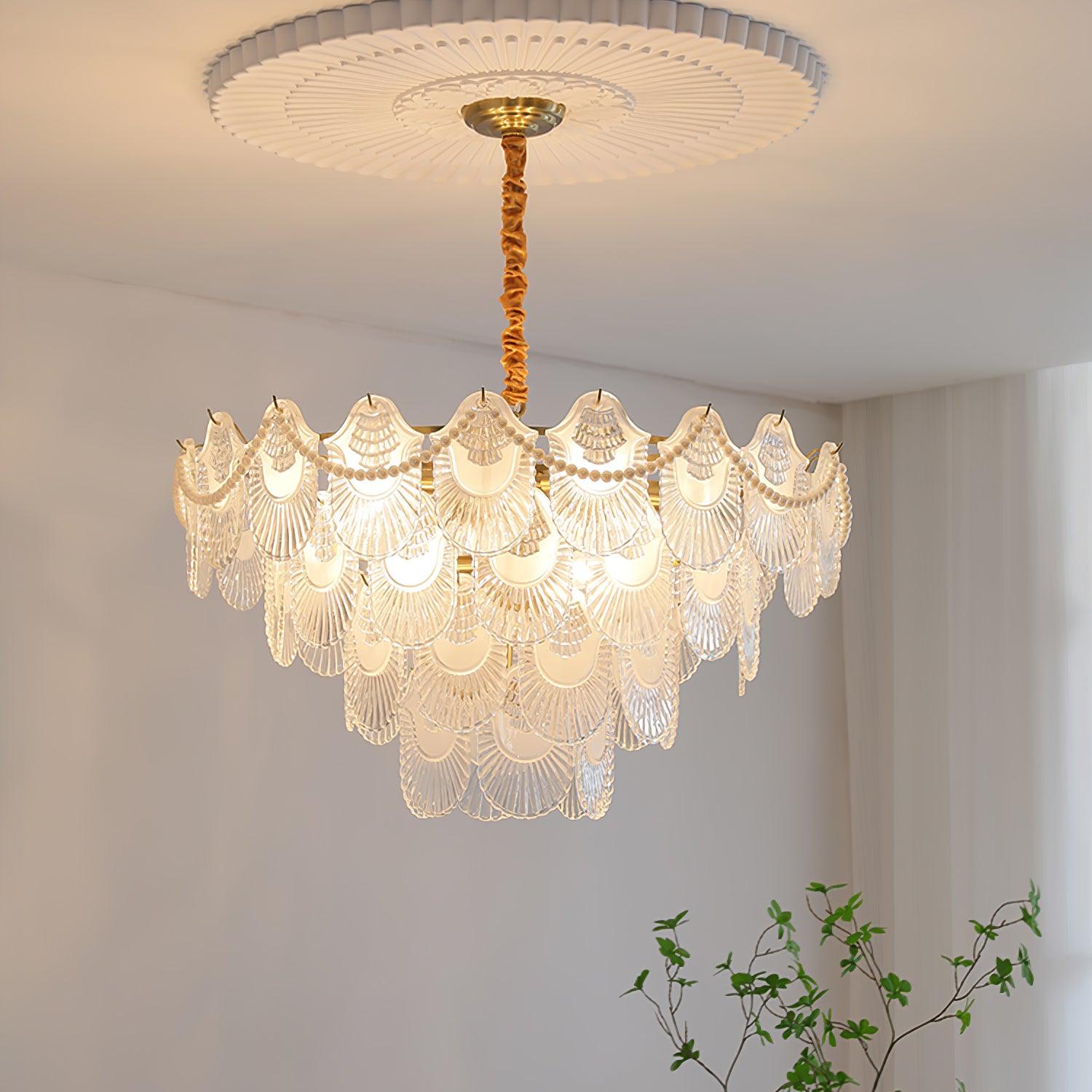 Pearl Glass Shell Chandelier - Lamp Outdoor