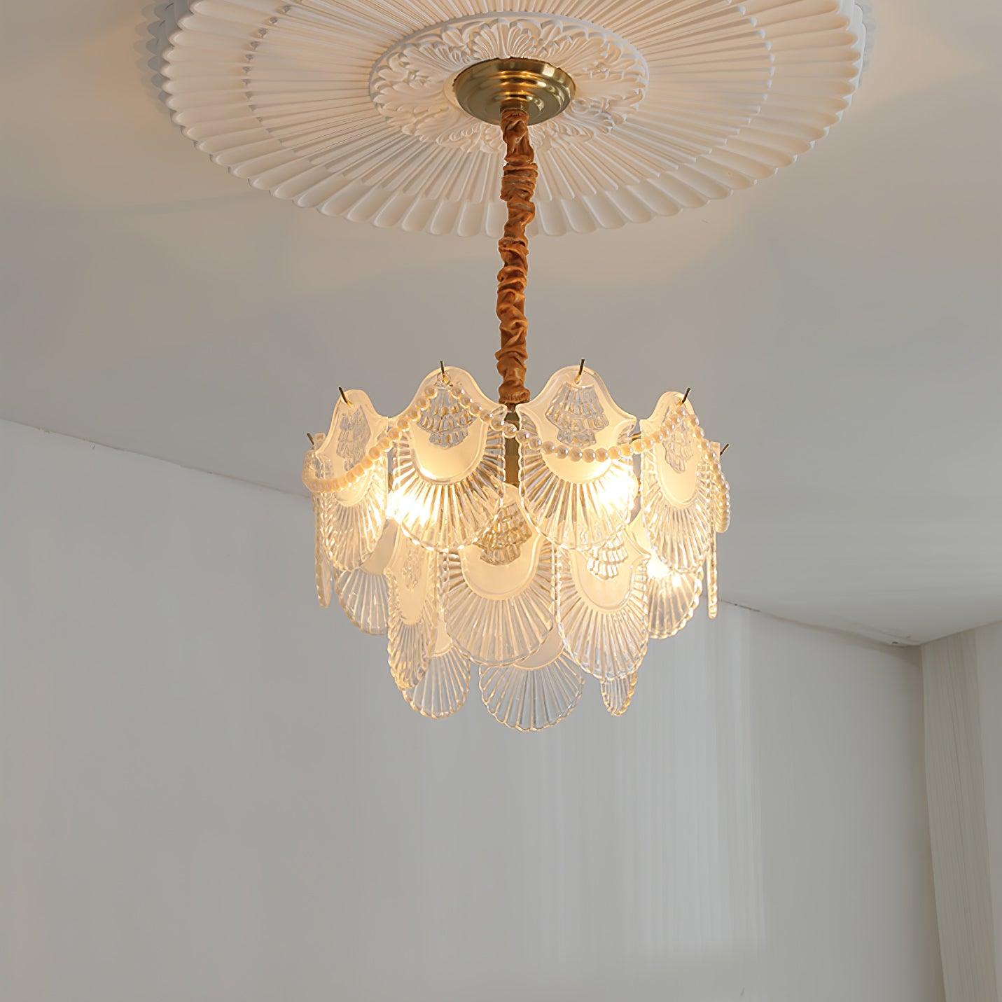 Pearl Glass Shell Chandelier - Lamp Outdoor