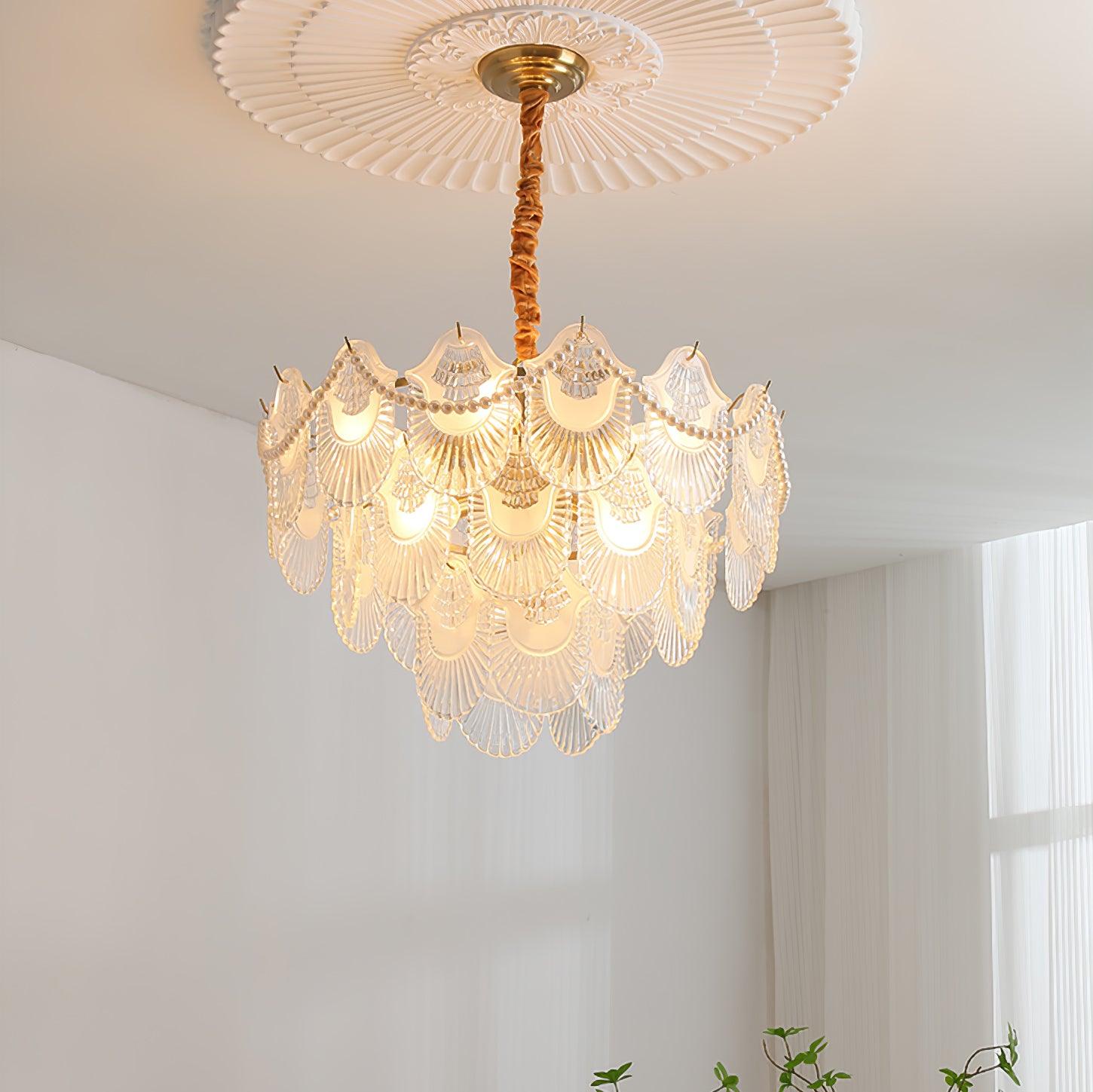 Pearl Glass Shell Chandelier - Lamp Outdoor