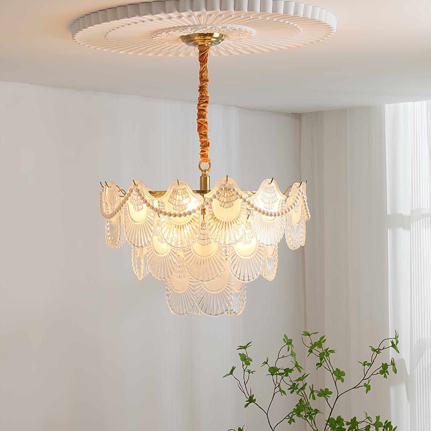 Pearl Glass Shell Chandelier - Lamp Outdoor