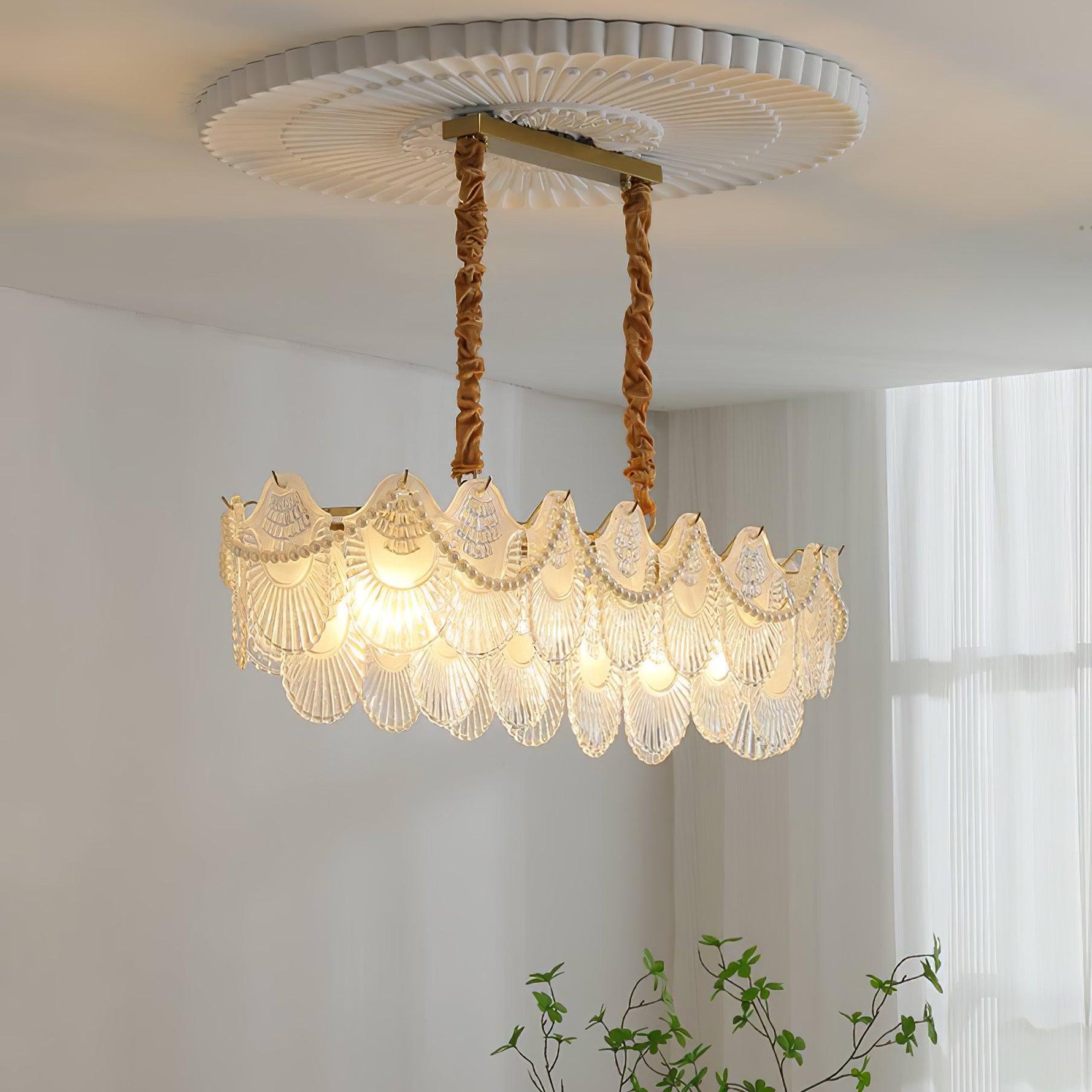 Pearl Glass Shell Chandelier - Lamp Outdoor