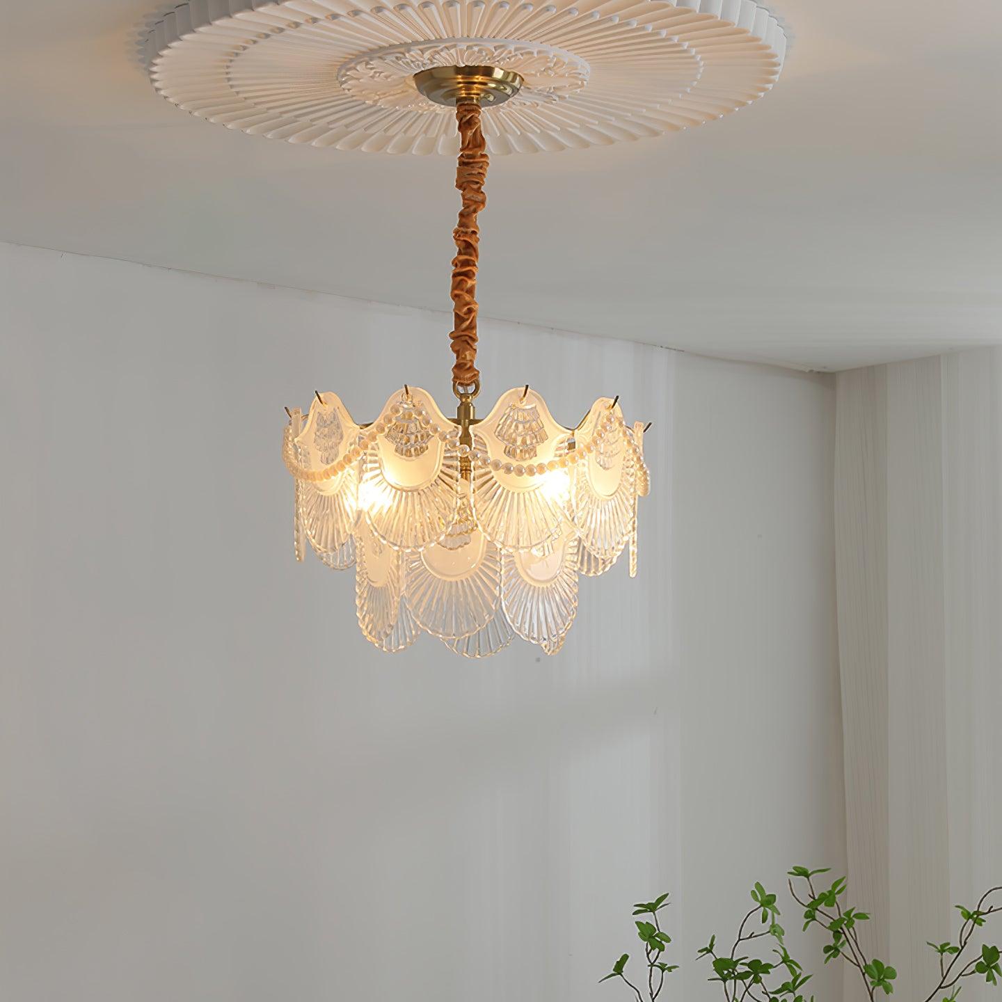Pearl Glass Shell Chandelier - Lamp Outdoor