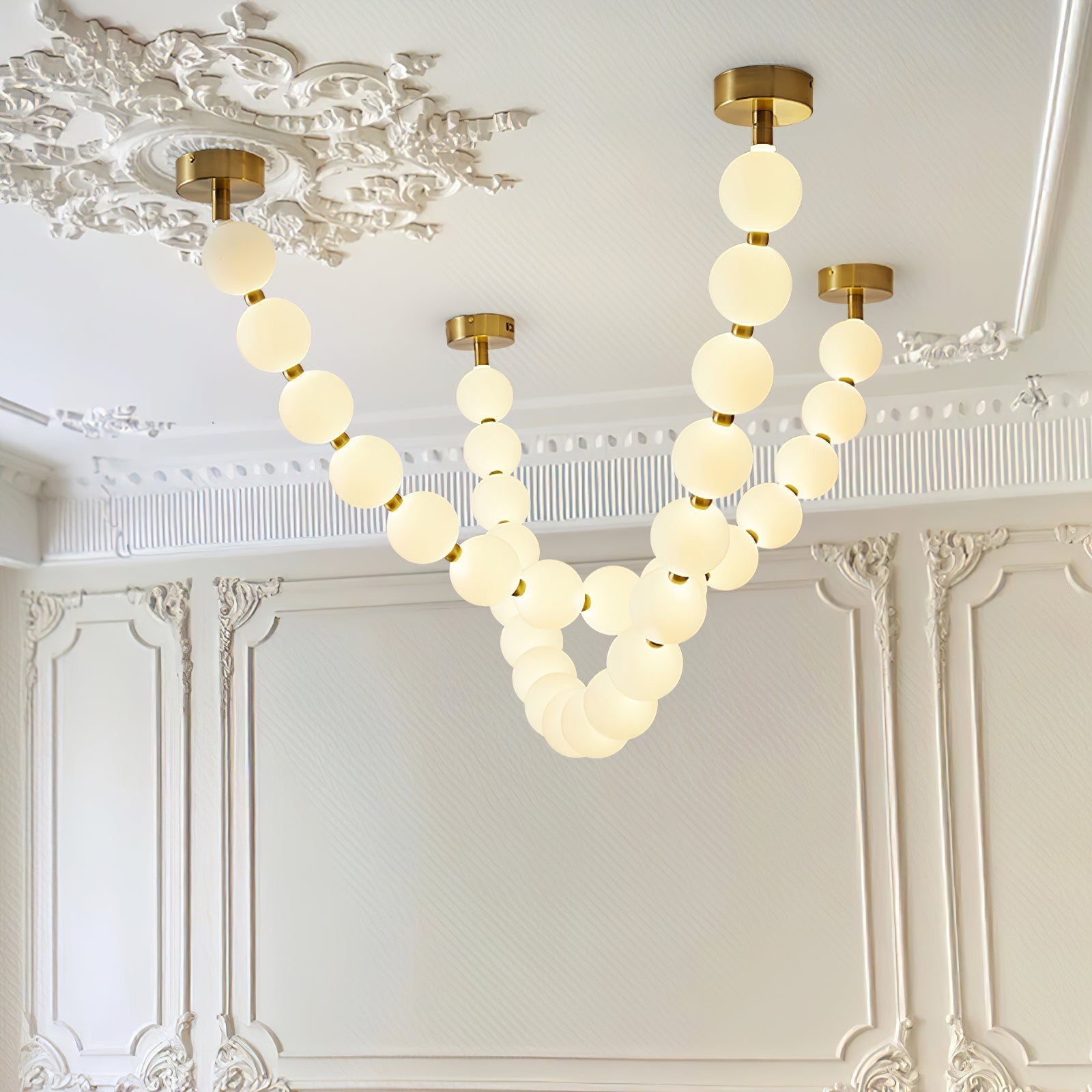 Pearl Glass Necklace Balls Chandelier - Lamp Outdoor