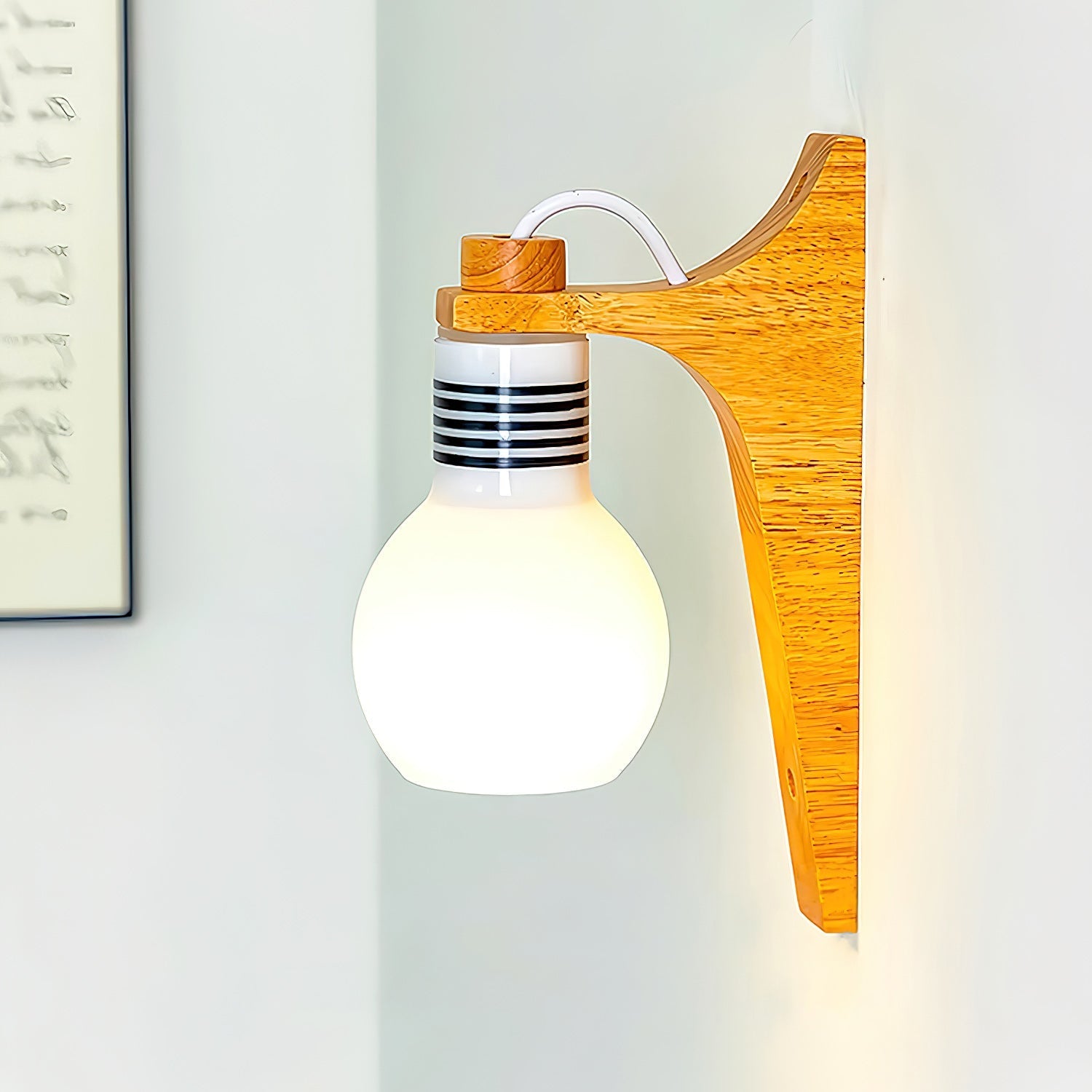 Picle Farmhouse Rubber Wood Wall Light