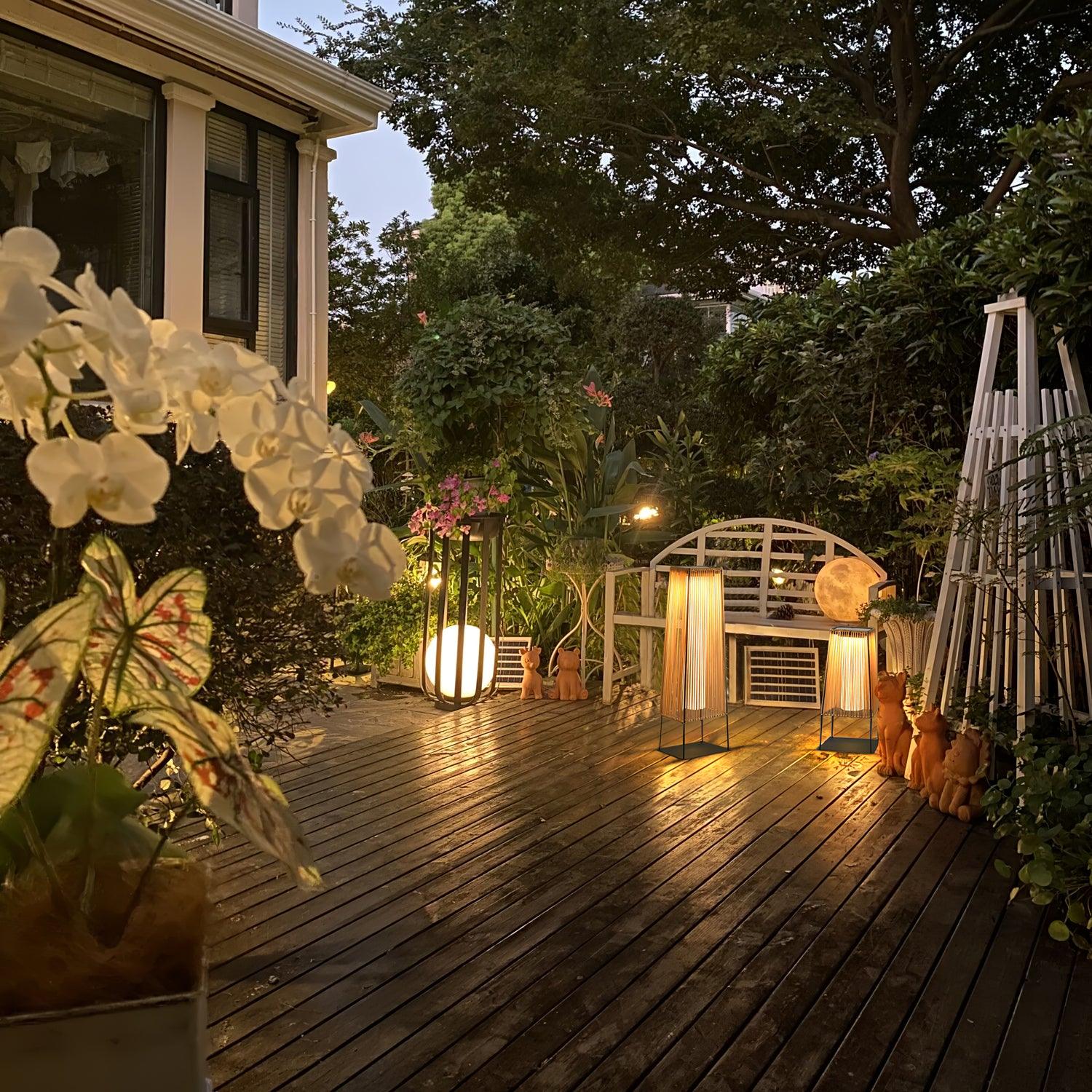 Plastic Rattan Outdoor Post Light - Lamp Outdoor