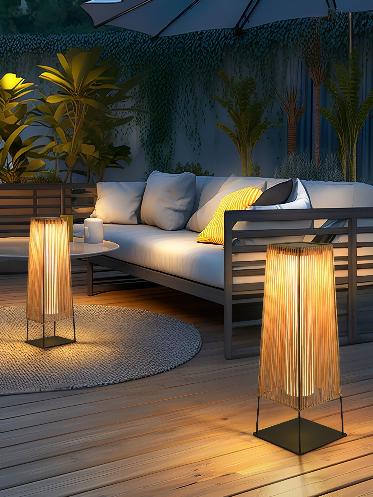 Plastic Rattan Outdoor Post Light - Lamp Outdoor