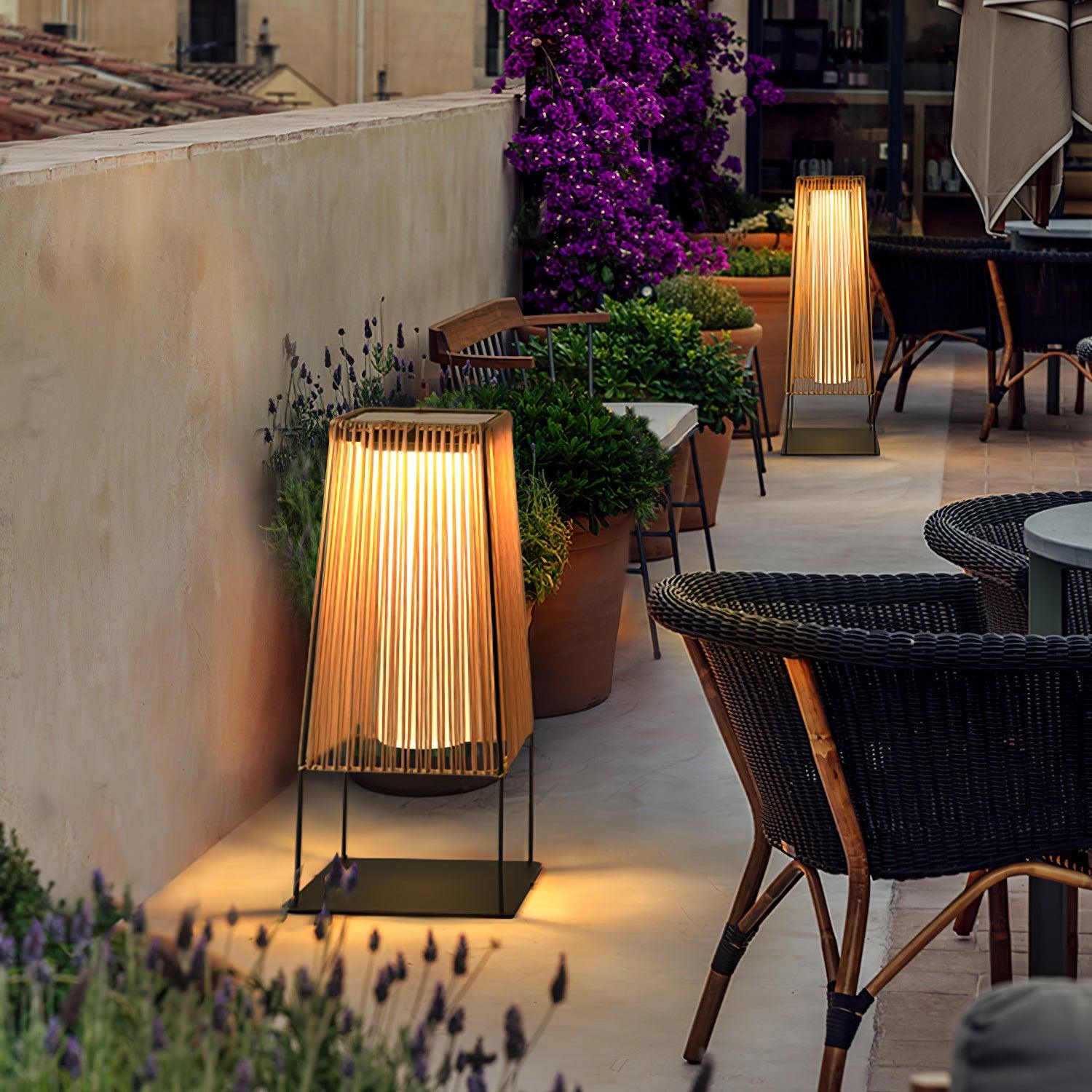 Plastic Rattan Outdoor Post Light - Lamp Outdoor