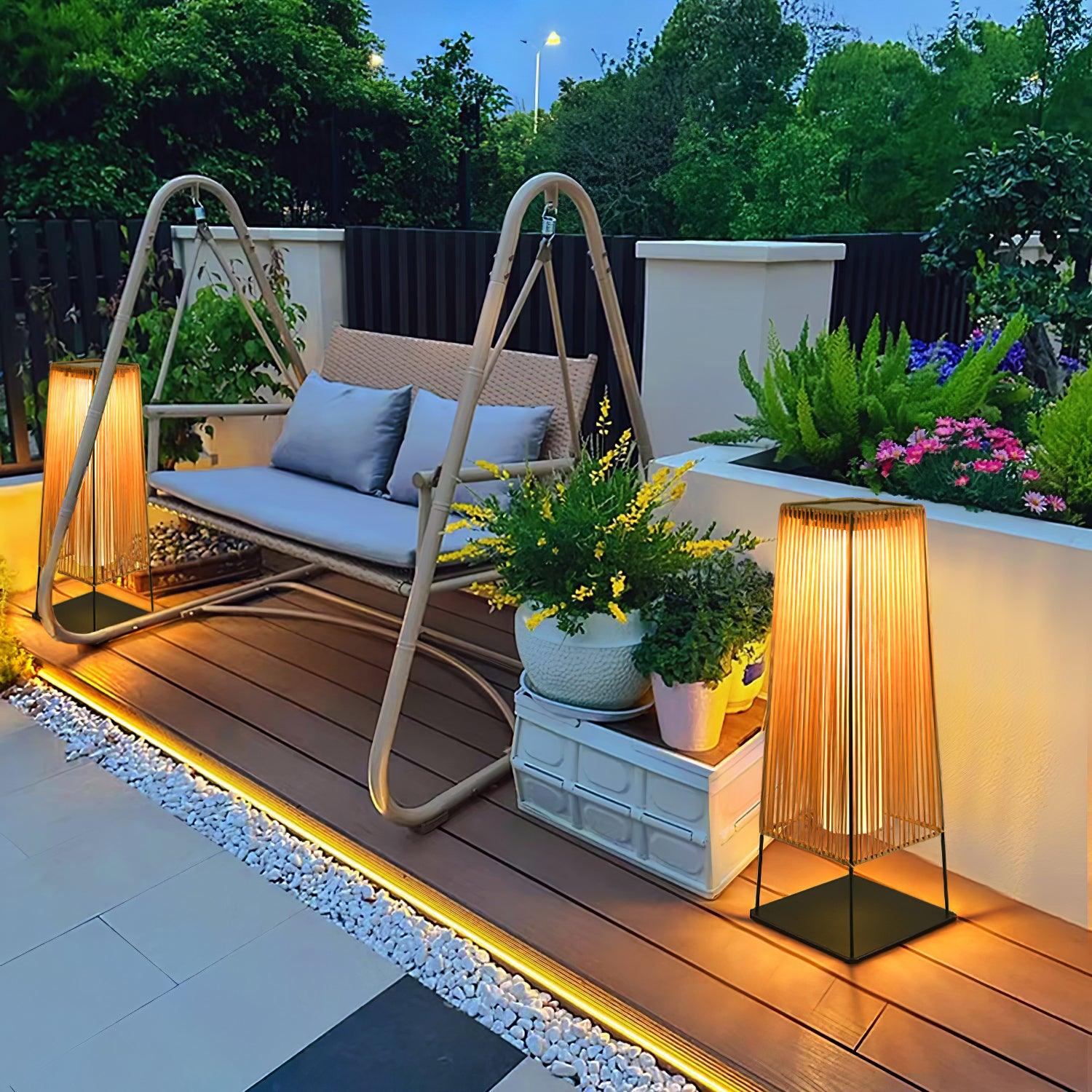 Plastic Rattan Outdoor Post Light - Lamp Outdoor