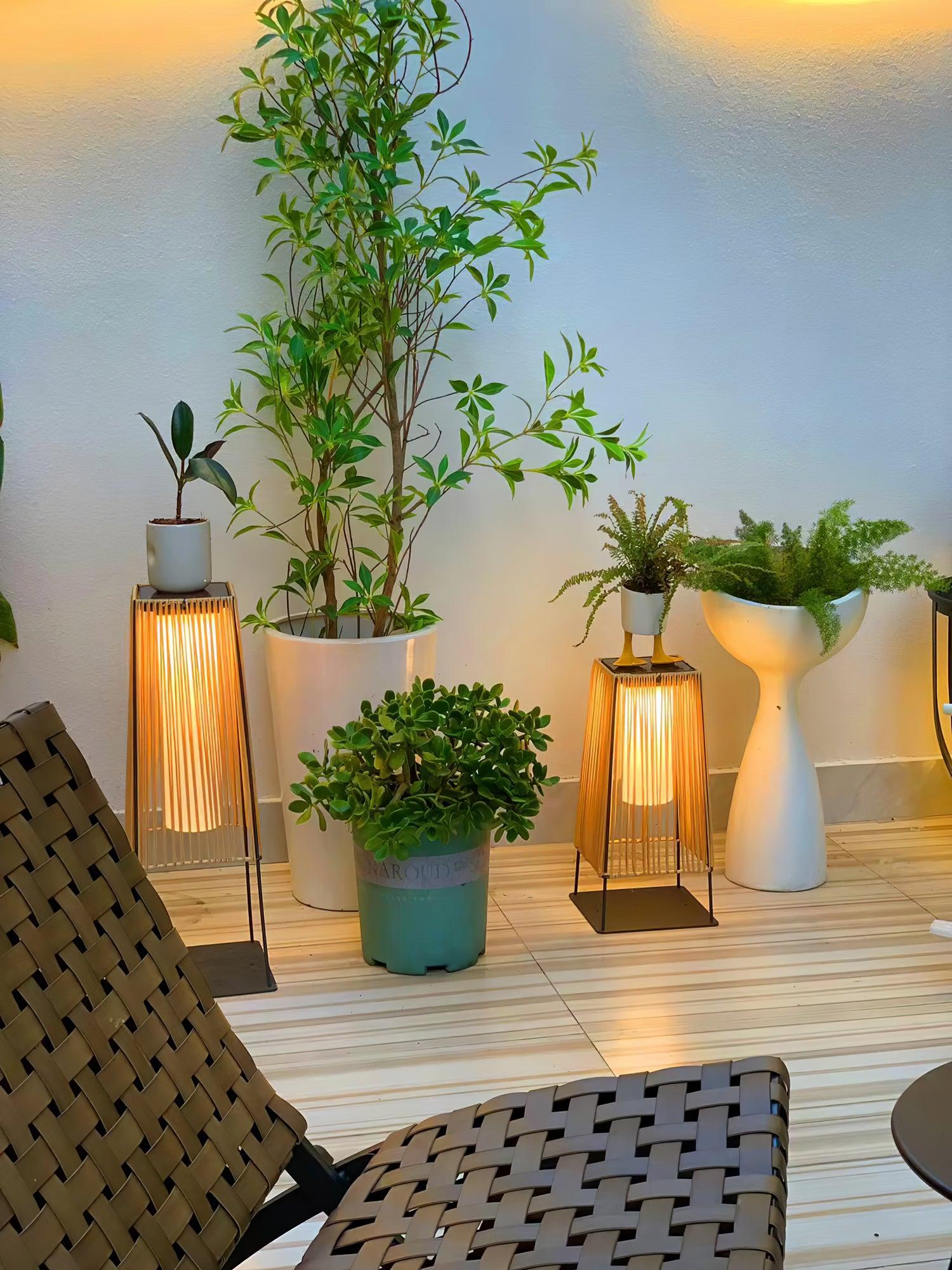 Plastic Rattan Outdoor Post Light - Lamp Outdoor