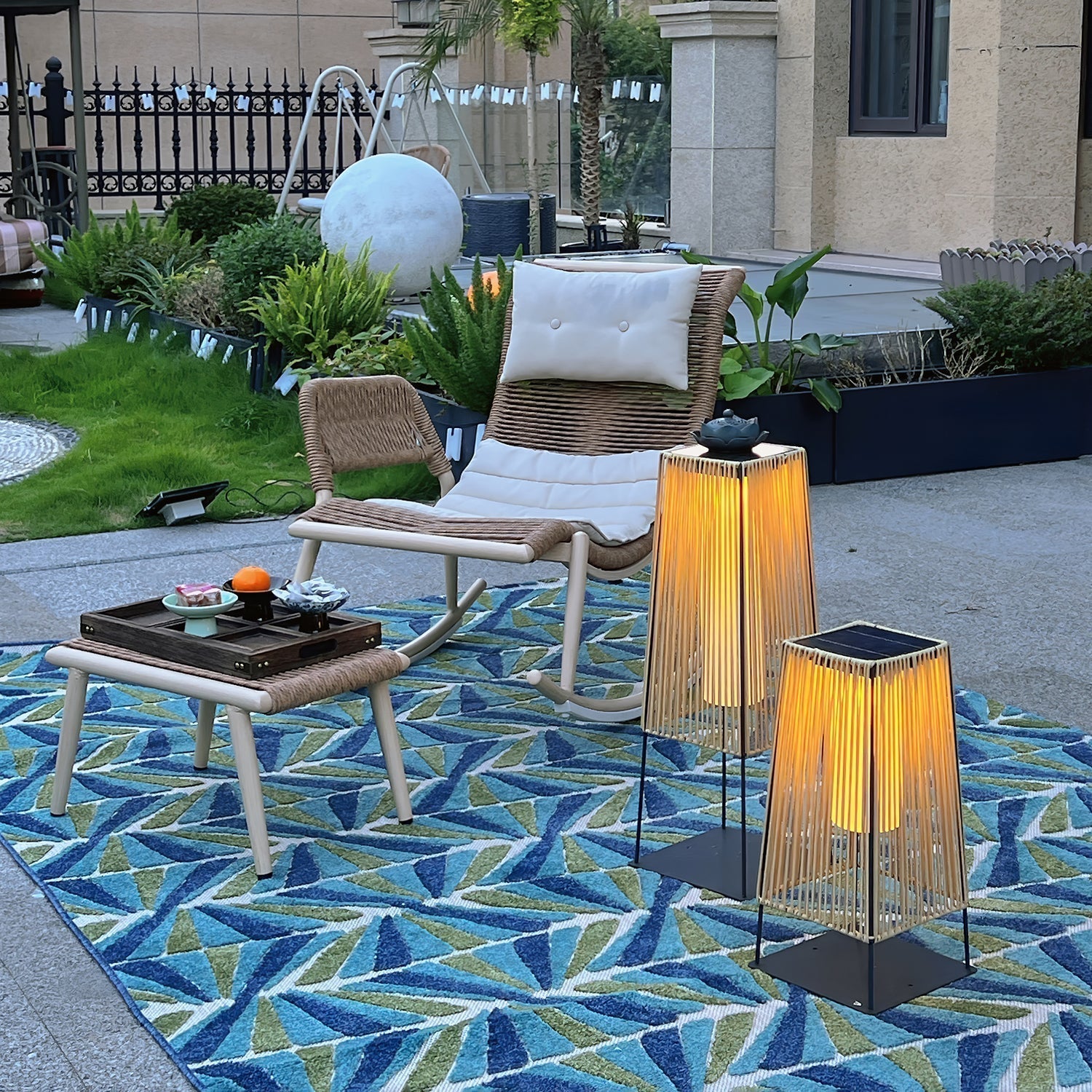 Plastic Rattan Outdoor Post Light - Lamp Outdoor