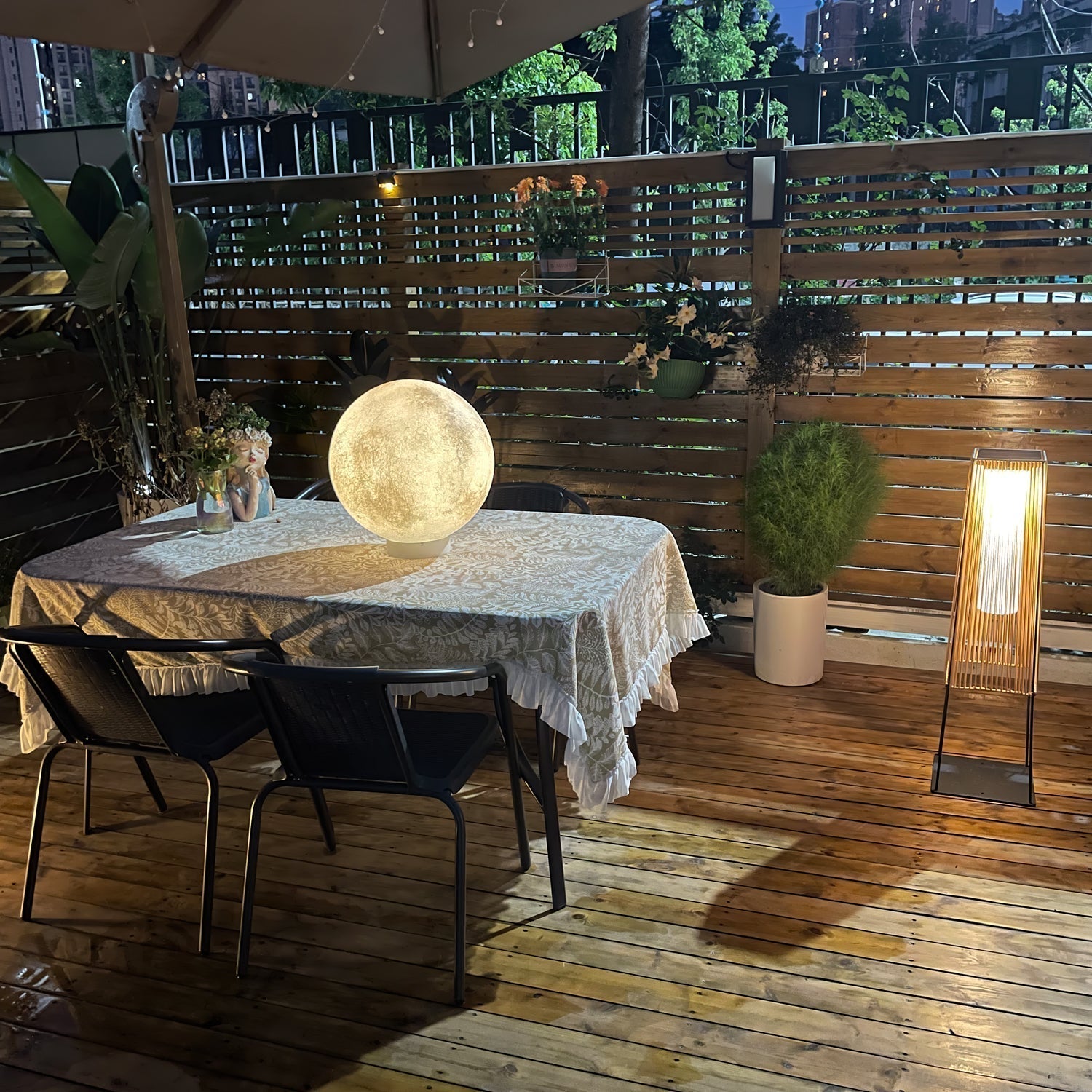 Plastic Rattan Outdoor Post Light - Lamp Outdoor