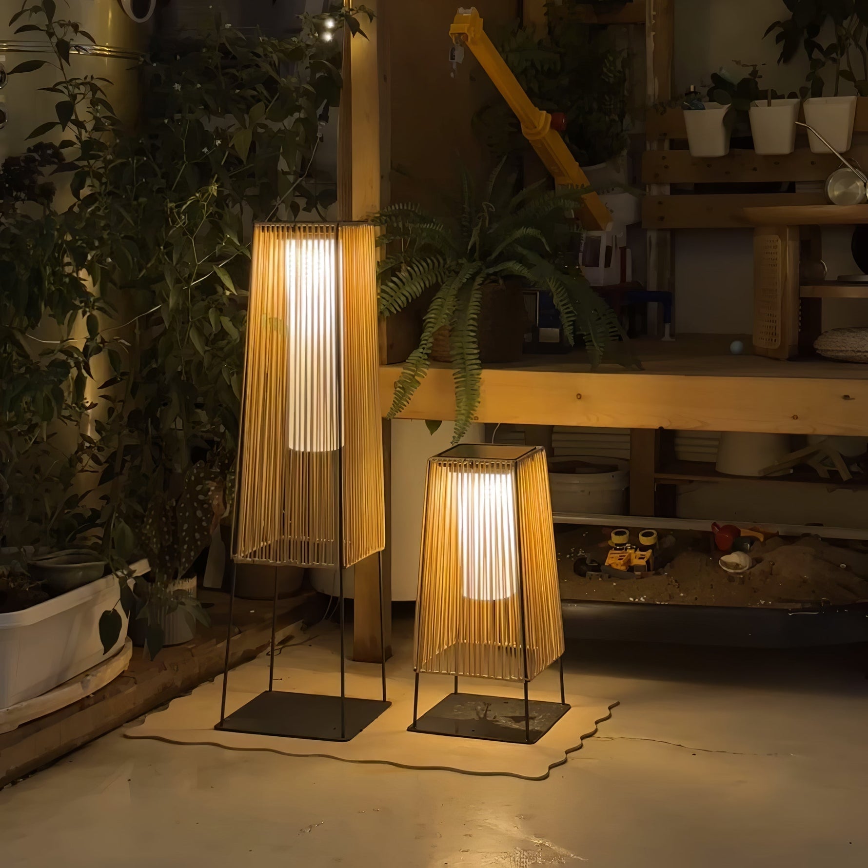 Plastic Rattan Outdoor Post Light - Lamp Outdoor