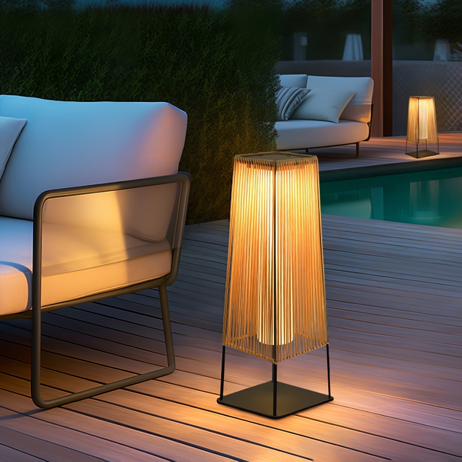Plastic Rattan Outdoor Post Light - Lamp Outdoor