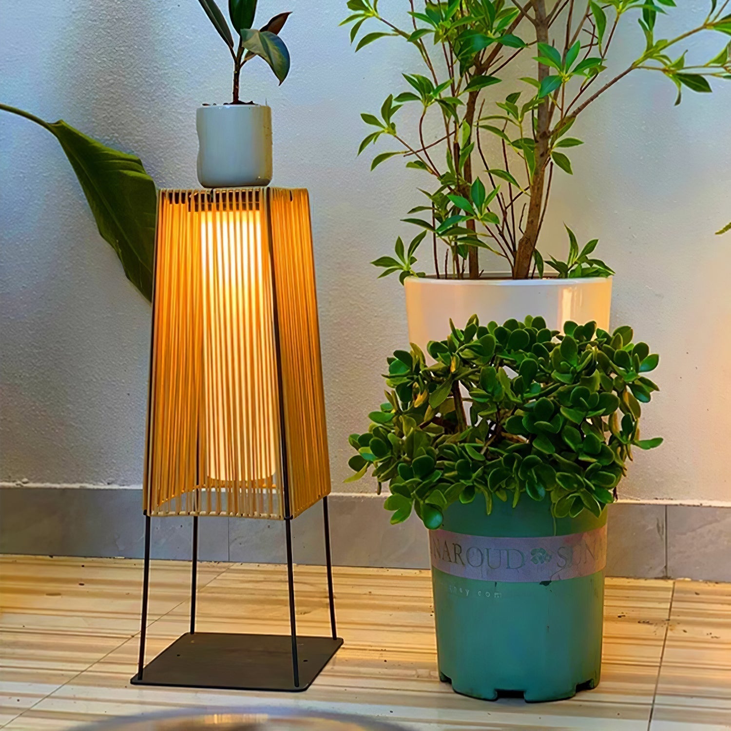 Plastic Rattan Outdoor Post Light - Lamp Outdoor