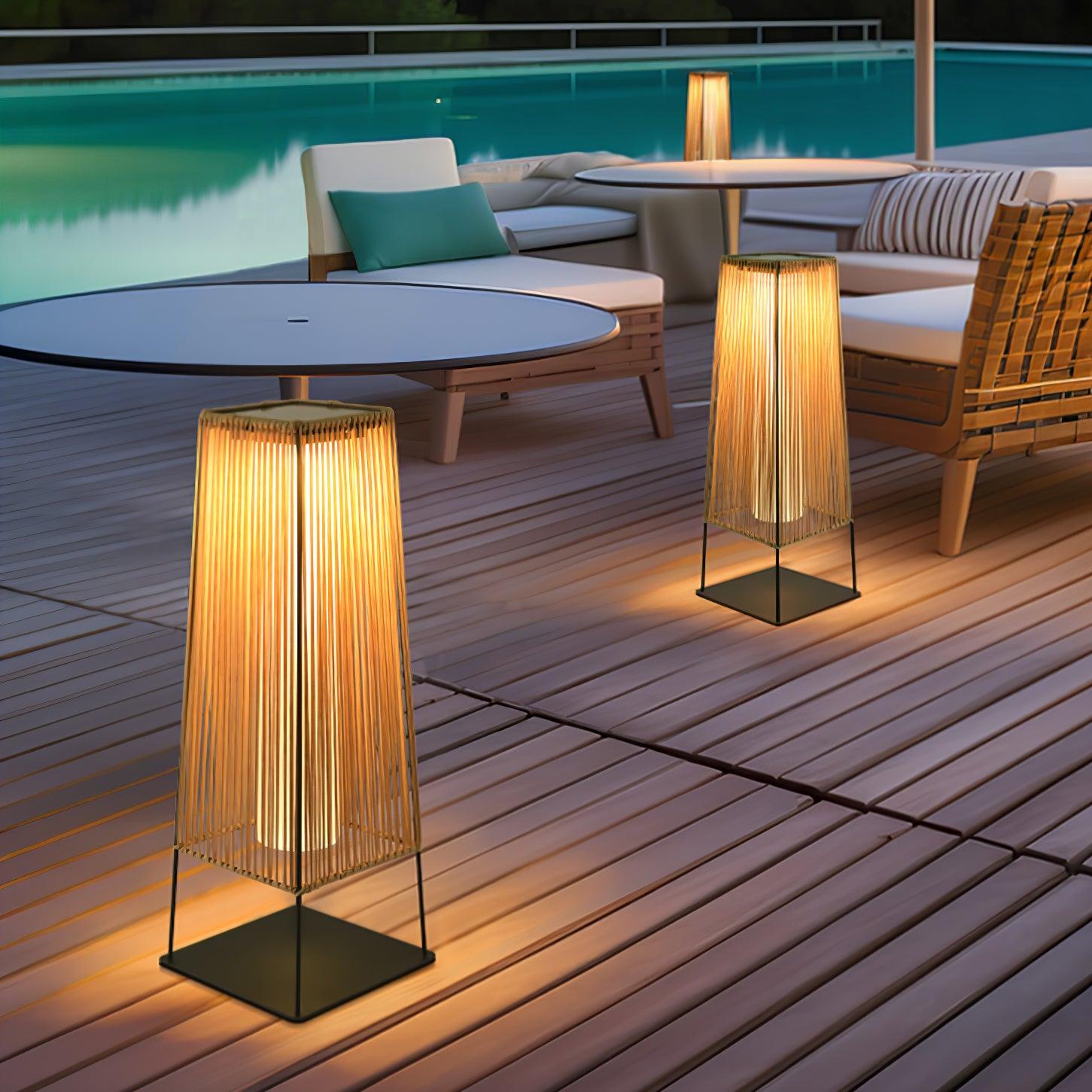 Plastic Rattan Outdoor Post Light - Lamp Outdoor
