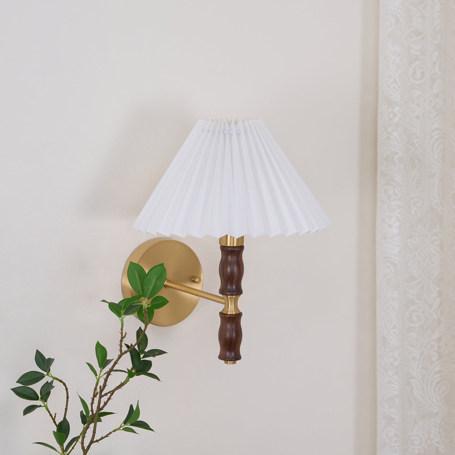 Pleated Walnut Wall Light - Lamp Outdoor