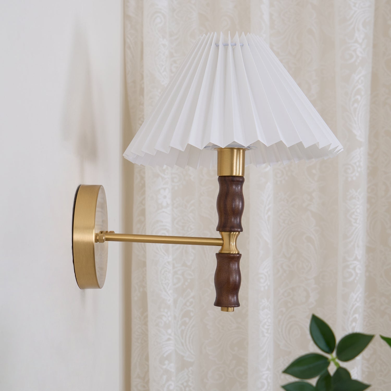 Pleated Walnut Wall Light - Lamp Outdoor