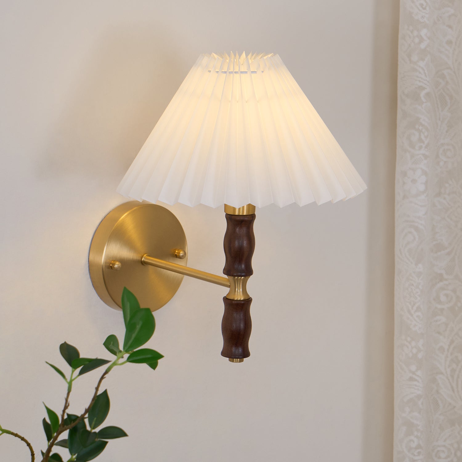 Pleated Walnut Wall Light - Lamp Outdoor