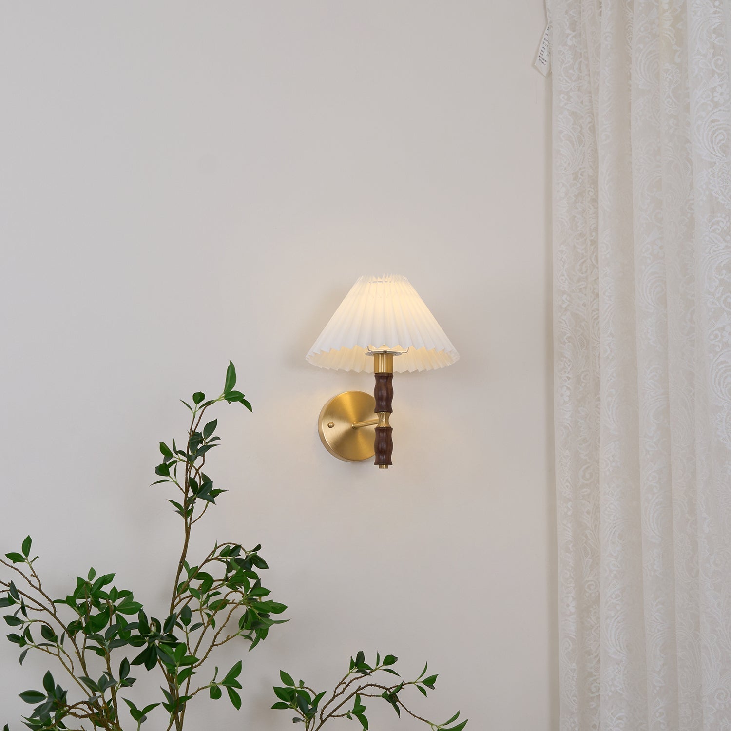 Pleated Walnut Wall Light - Lamp Outdoor