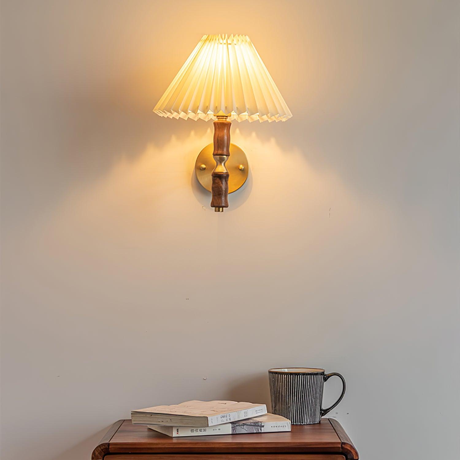 Pleated Walnut Wall Light - Lamp Outdoor