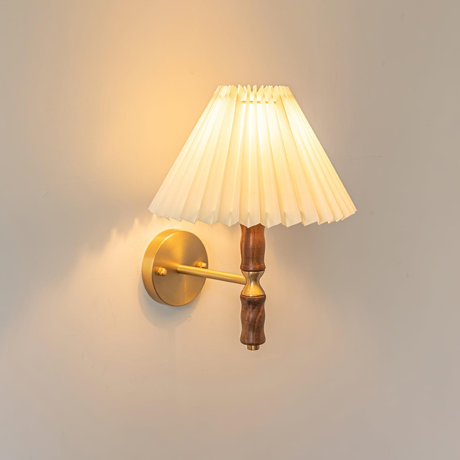 Pleated Walnut Wall Light - Lamp Outdoor