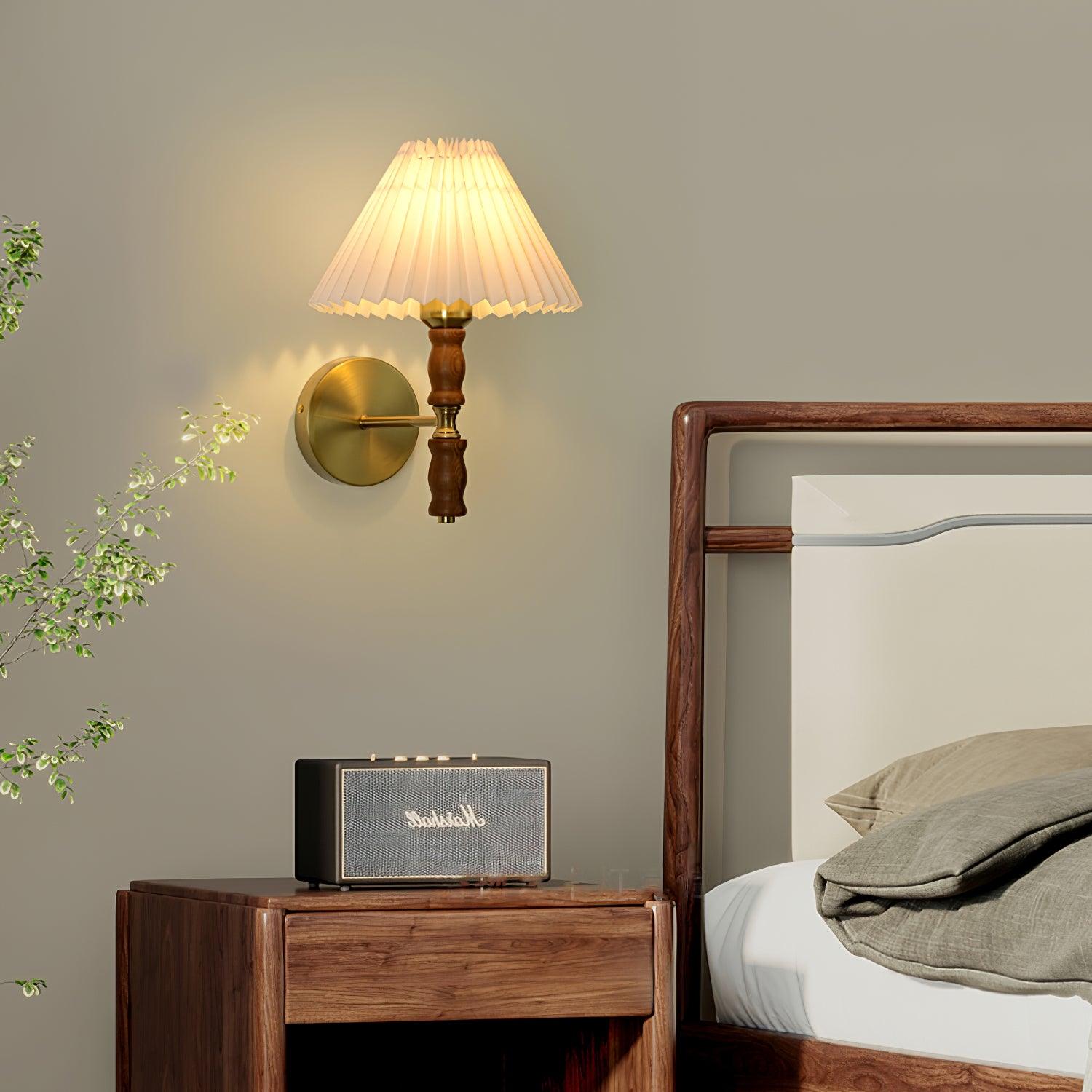 Pleated Walnut Wall Light - Lamp Outdoor