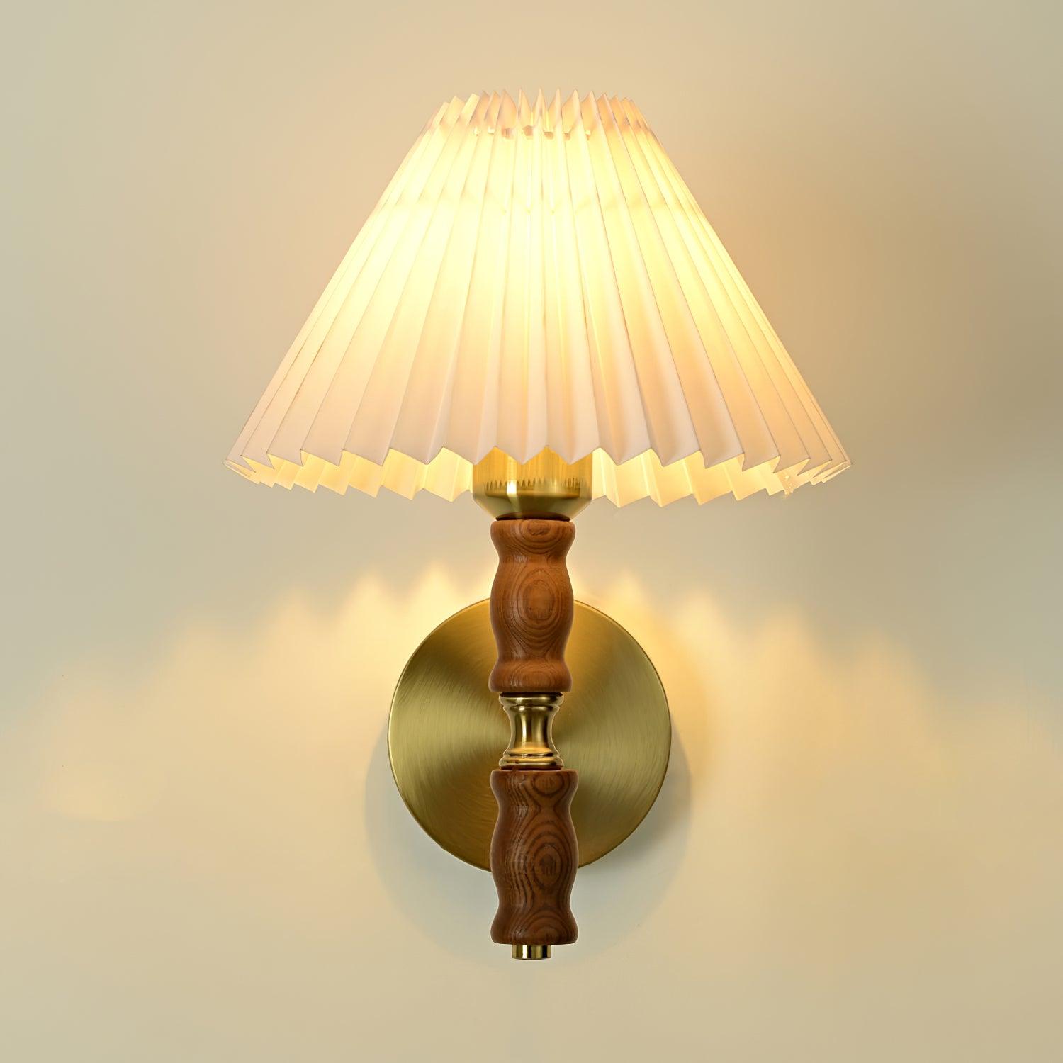 Pleated Walnut Wall Light - Lamp Outdoor