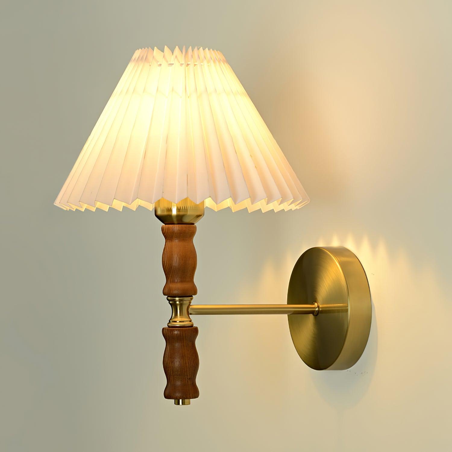 Pleated Walnut Wall Light - Lamp Outdoor