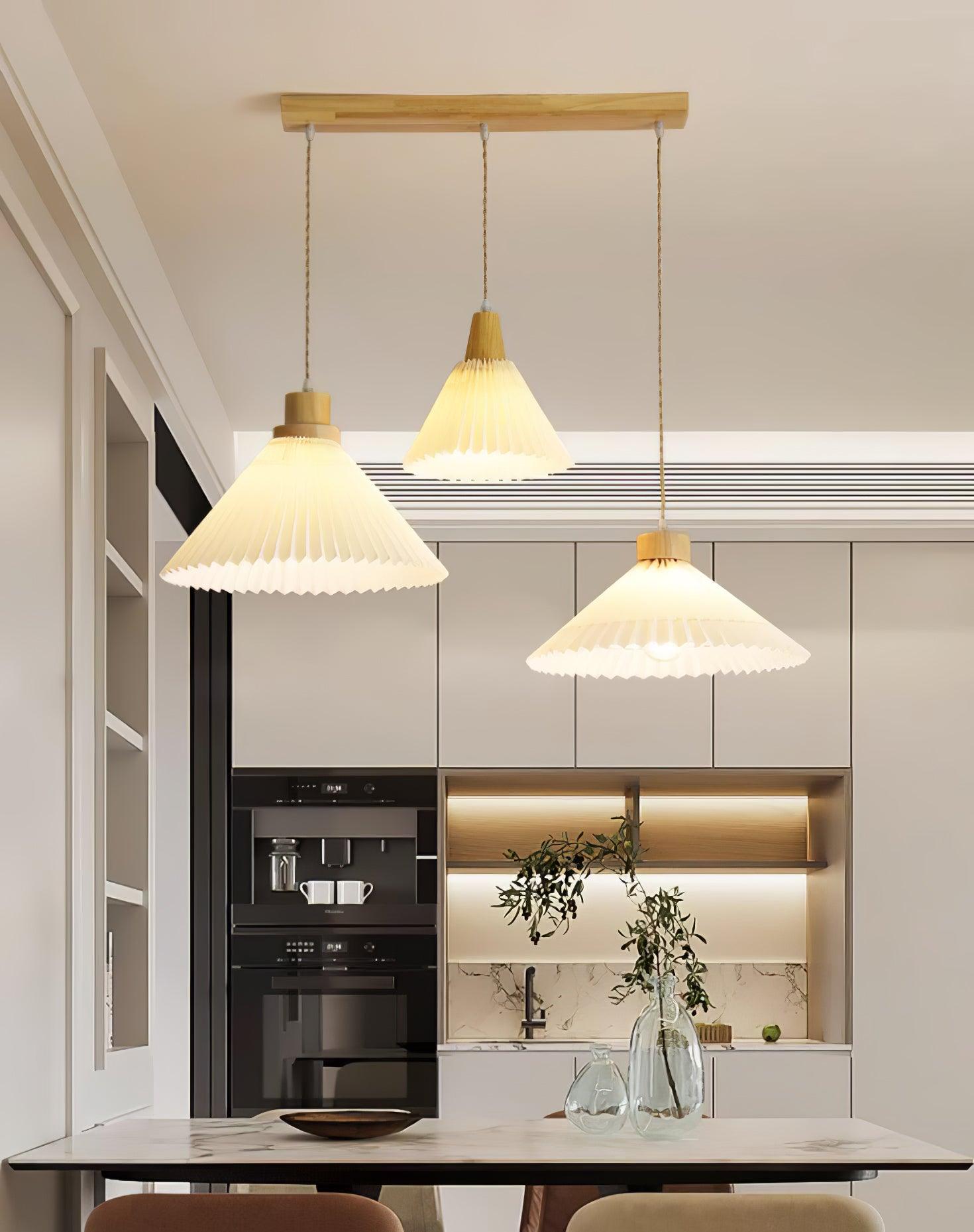 Pleated Wooden Pendant Light - Lamp Outdoor