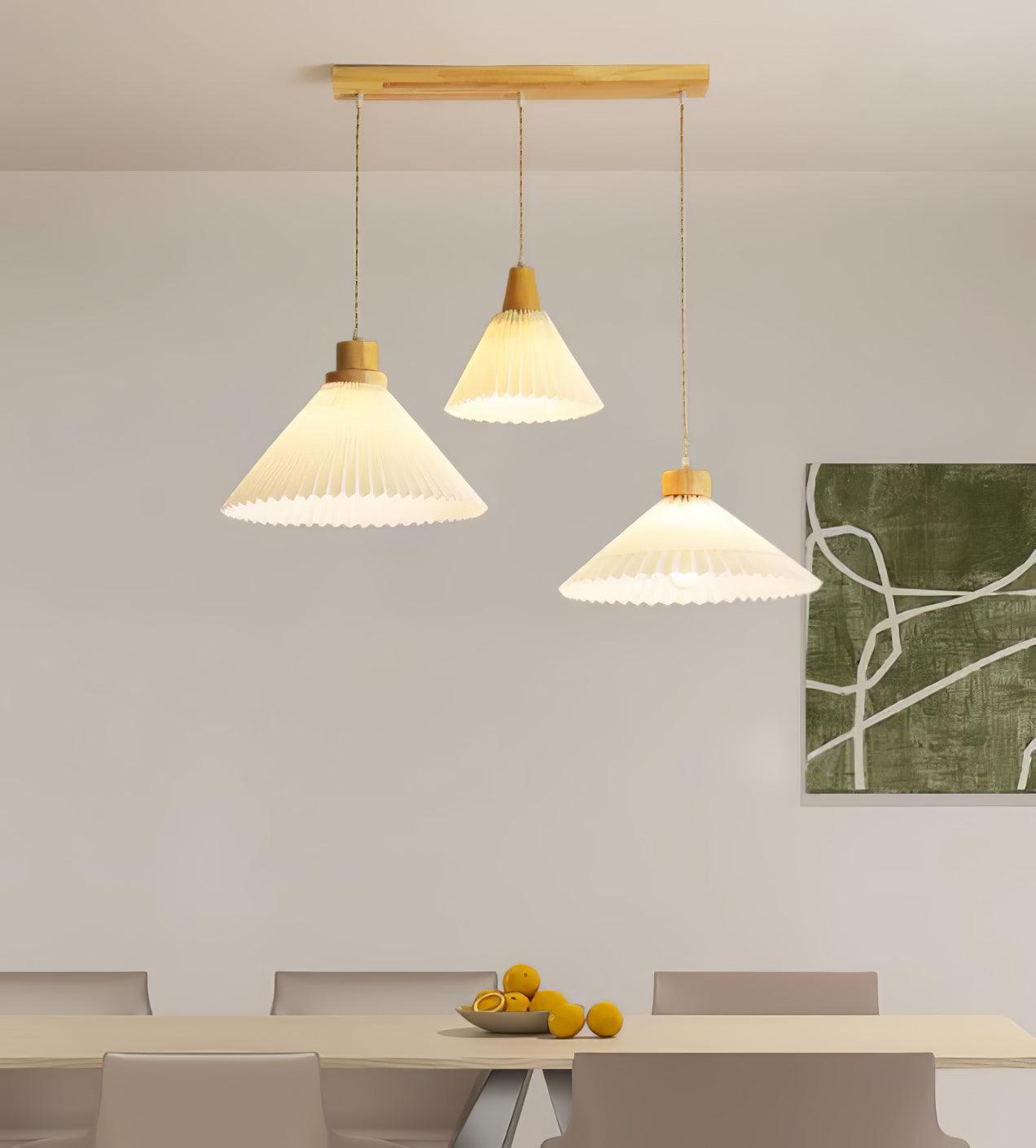 Pleated Wooden Pendant Light - Lamp Outdoor