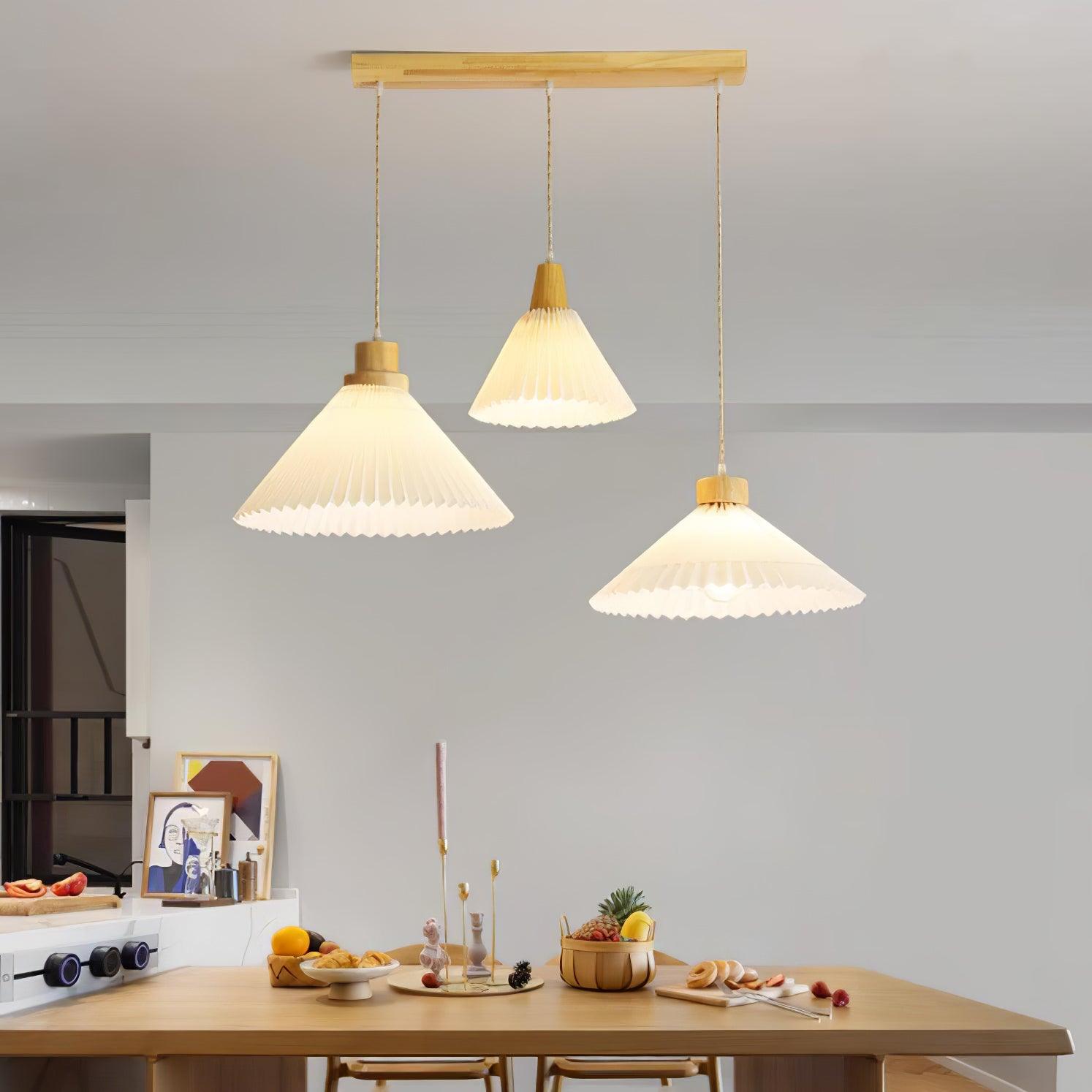 Pleated Wooden Pendant Light - Lamp Outdoor