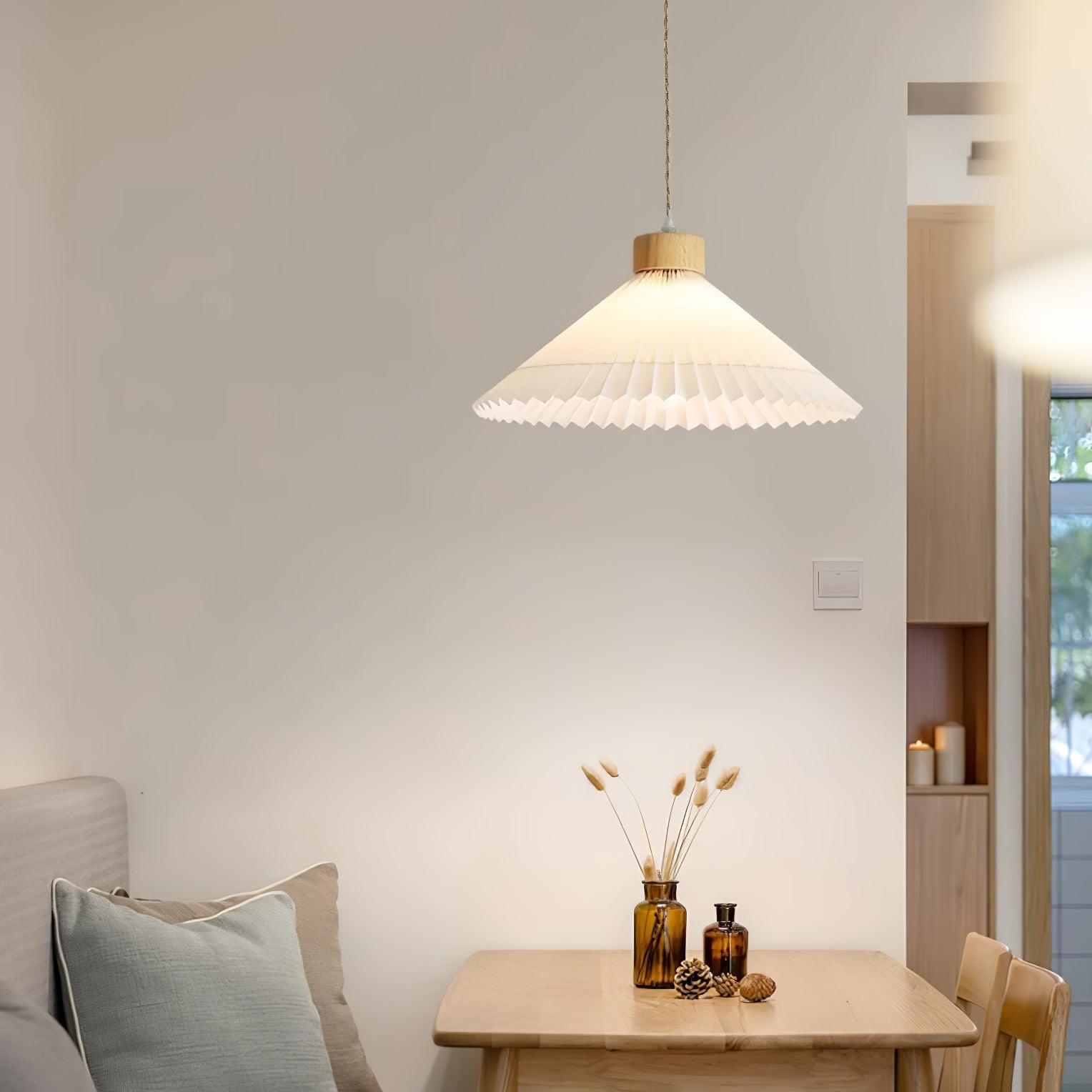 Pleated Wooden Pendant Light - Lamp Outdoor