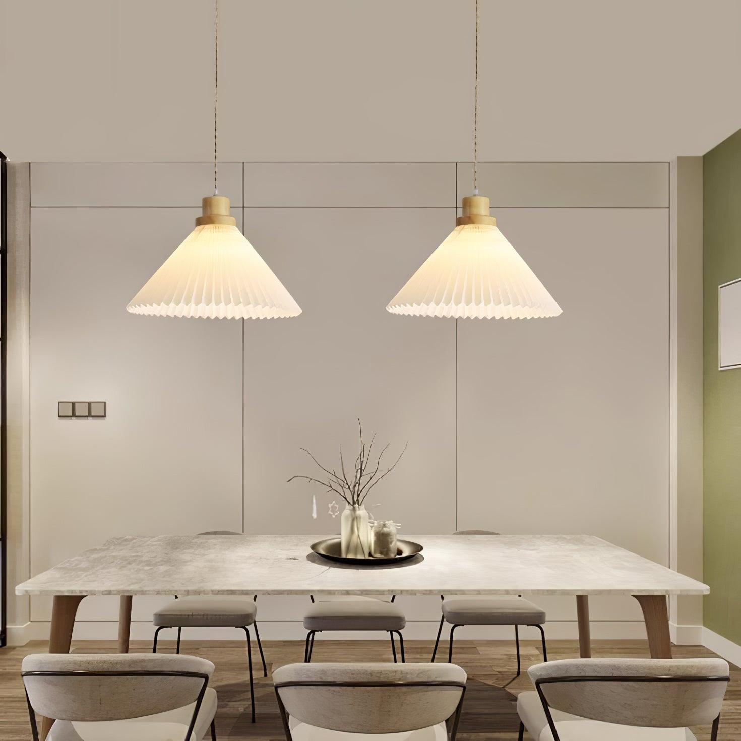 Pleated Wooden Pendant Light - Lamp Outdoor