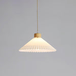 Pleated Wooden Pendant Light - Lamp Outdoor