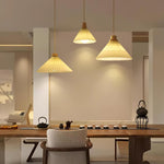 Pleated Wooden Pendant Light - Lamp Outdoor