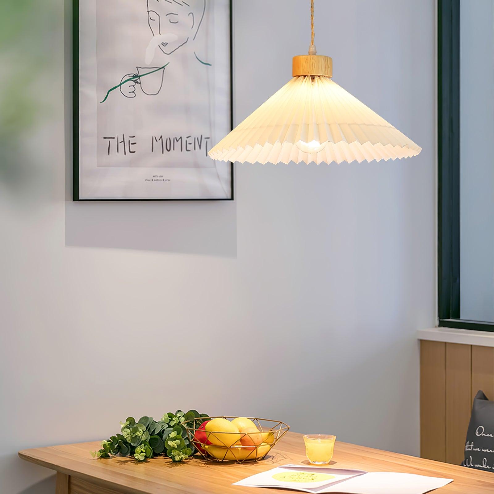 Pleated Wooden Pendant Light - Lamp Outdoor