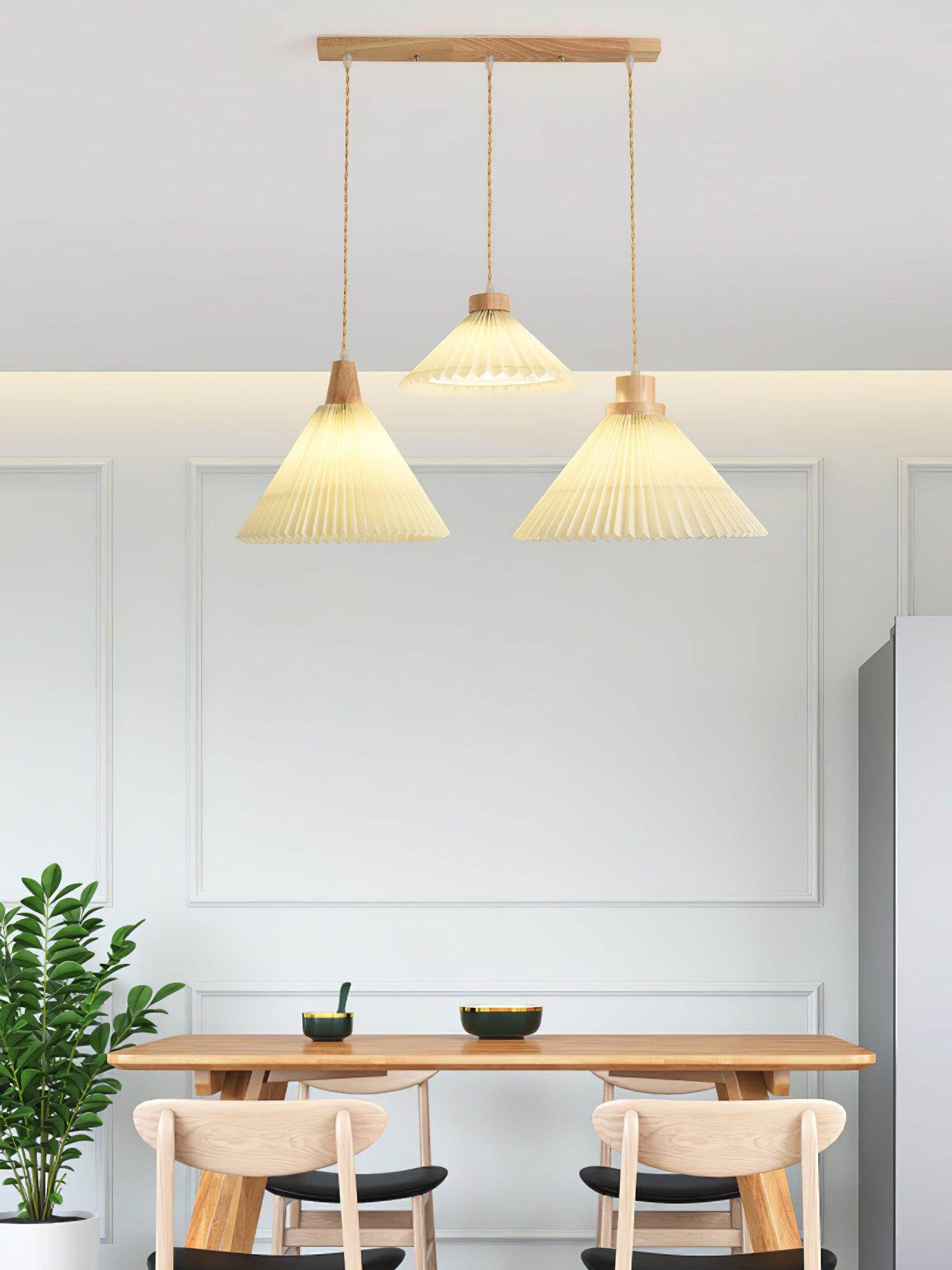 Pleated Wooden Pendant Light - Lamp Outdoor