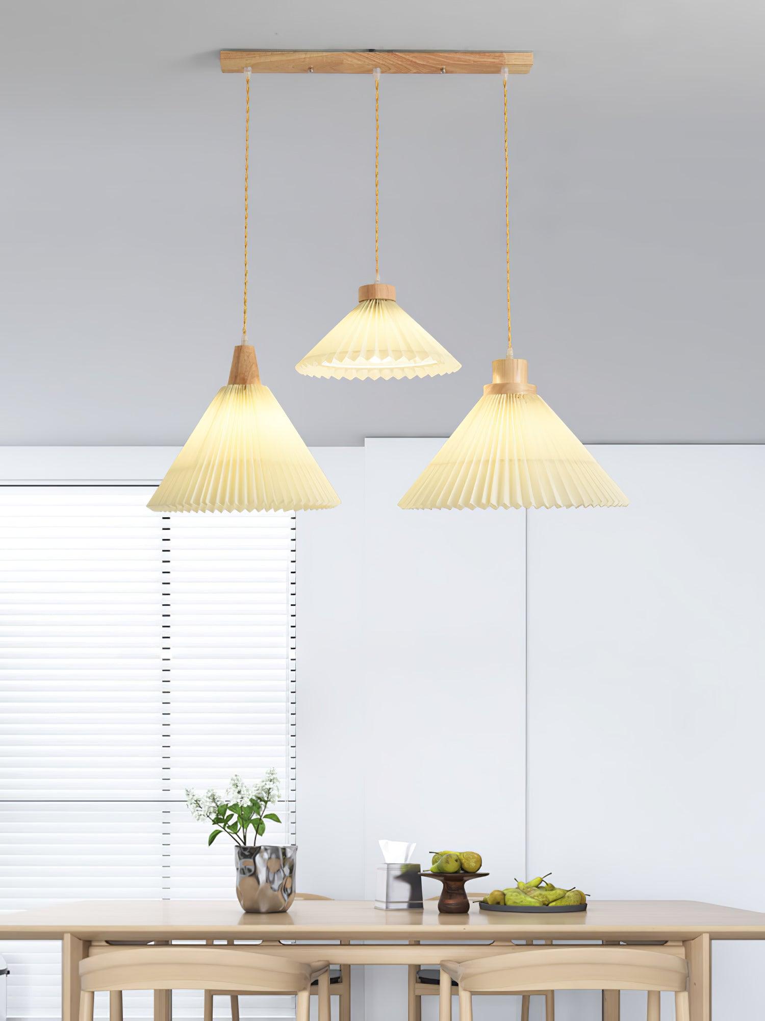 Pleated Wooden Pendant Light - Lamp Outdoor