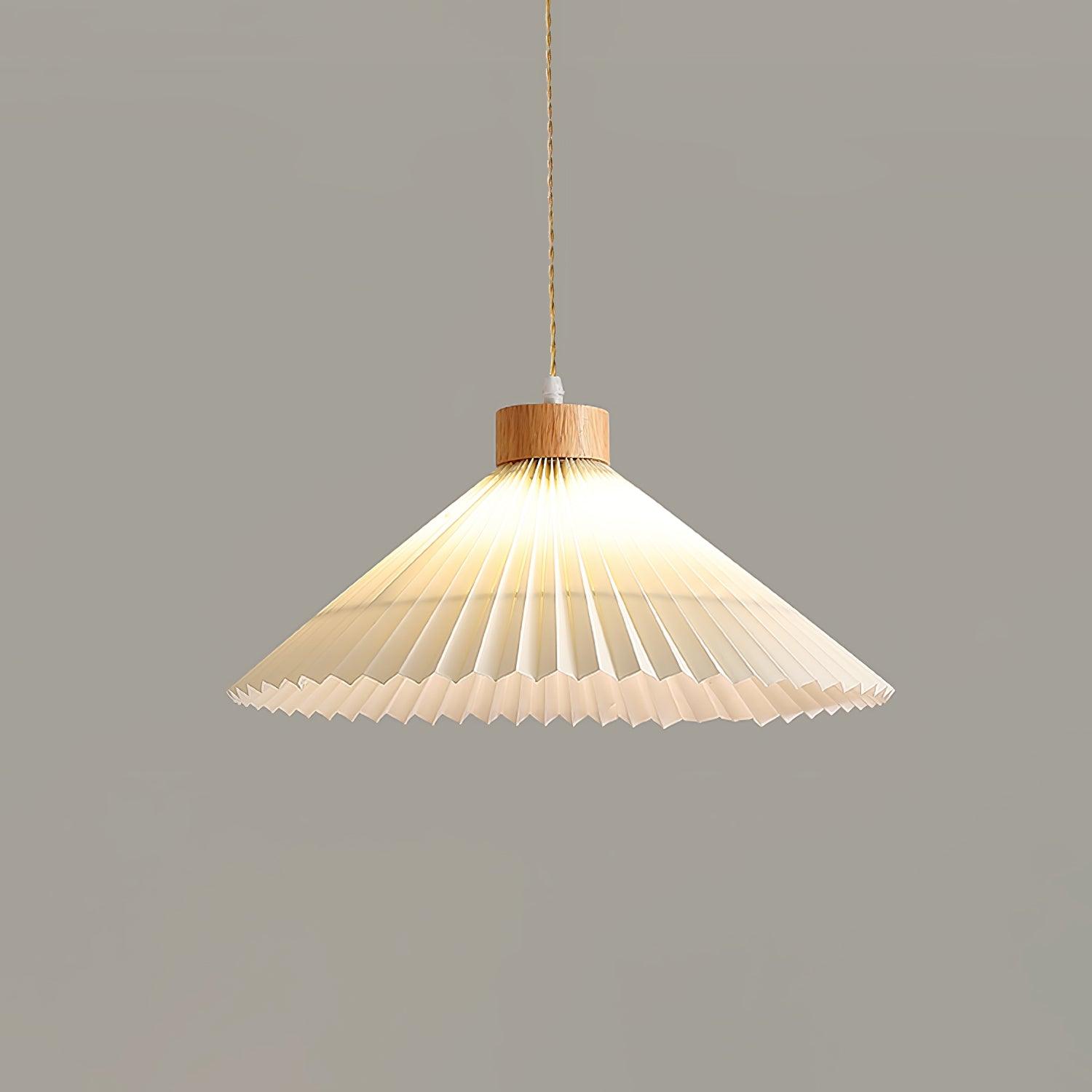 Pleated Wooden Pendant Light - Lamp Outdoor
