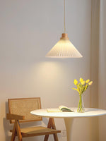 Pleated Wooden Pendant Light - Lamp Outdoor