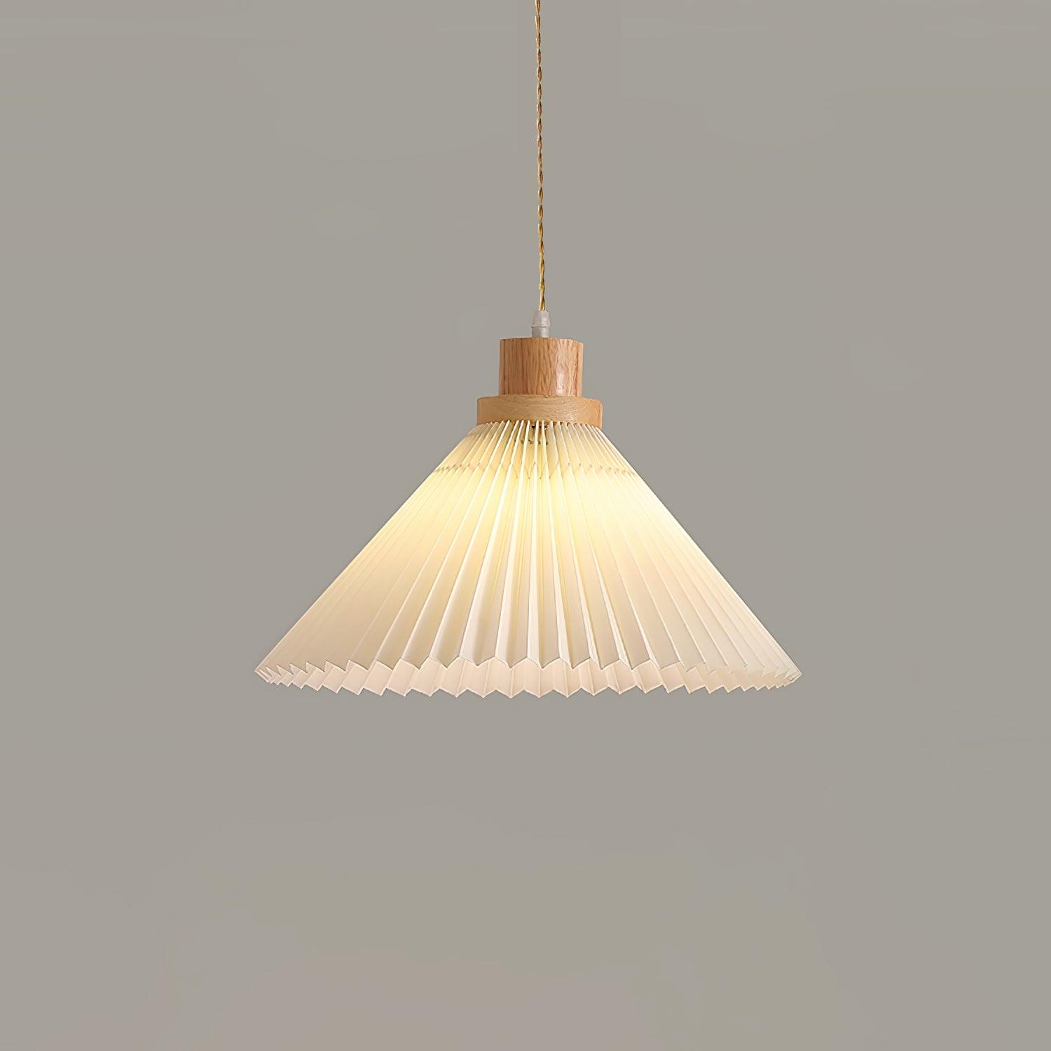Pleated Wooden Pendant Light - Lamp Outdoor