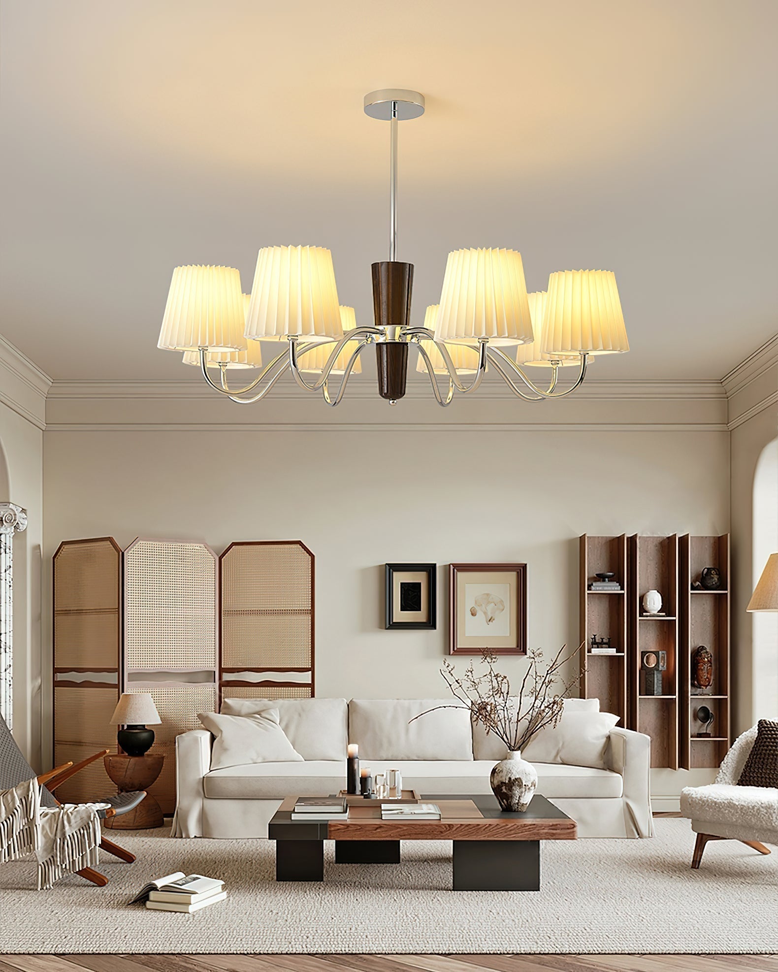 Aurora Chandelier Pleated Fabric Classic - Lamp Outdoor