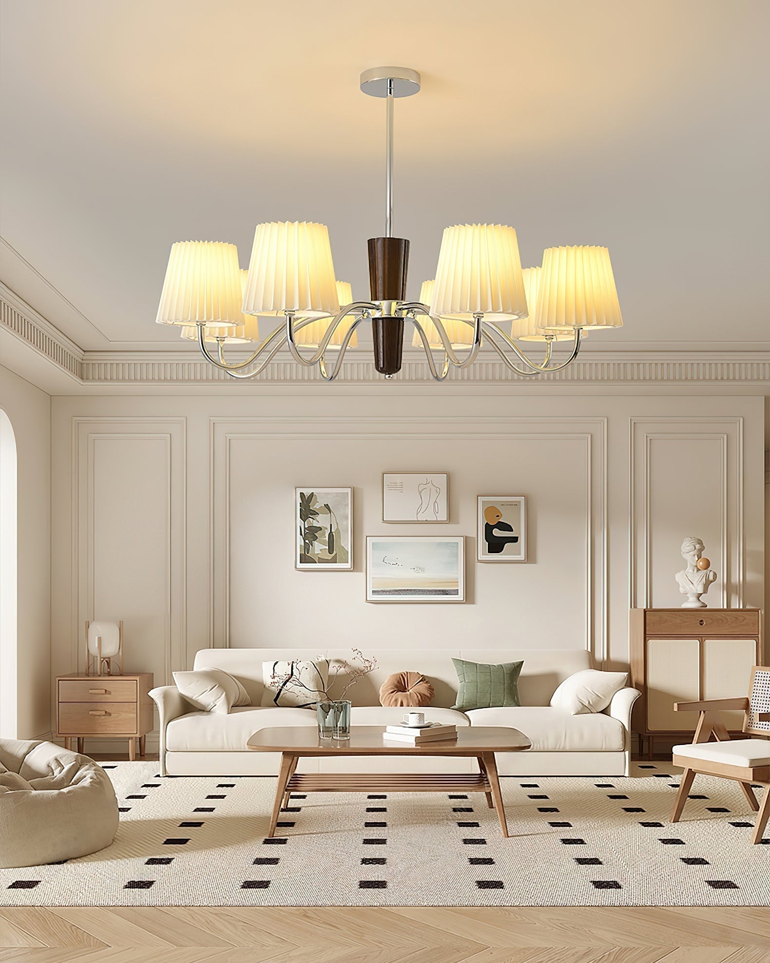 Aurora Chandelier Pleated Fabric Classic - Lamp Outdoor