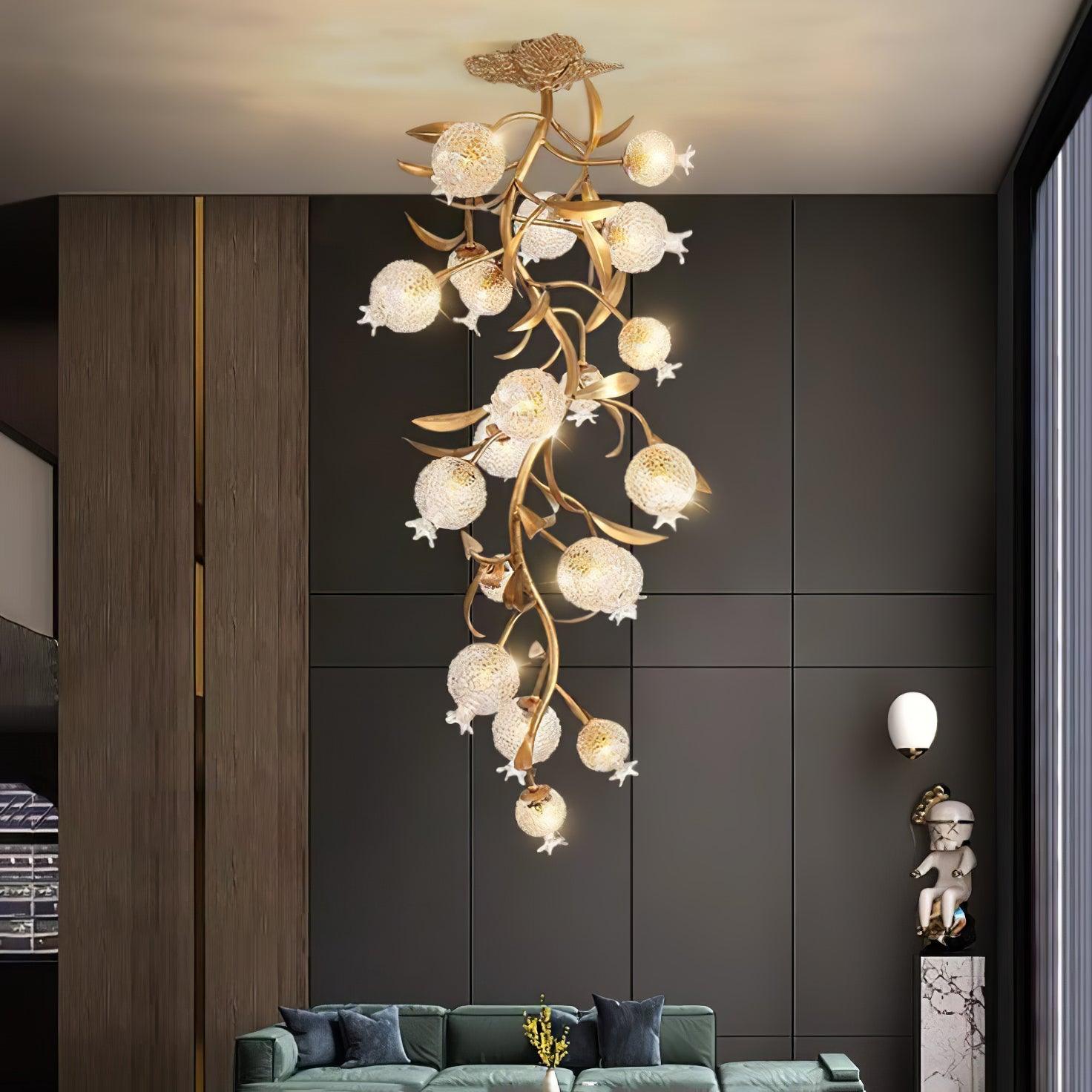 Aursorir Elegance Pomegranate Brass Metal Glass Ceiling Lamp - Lamp Outdoor