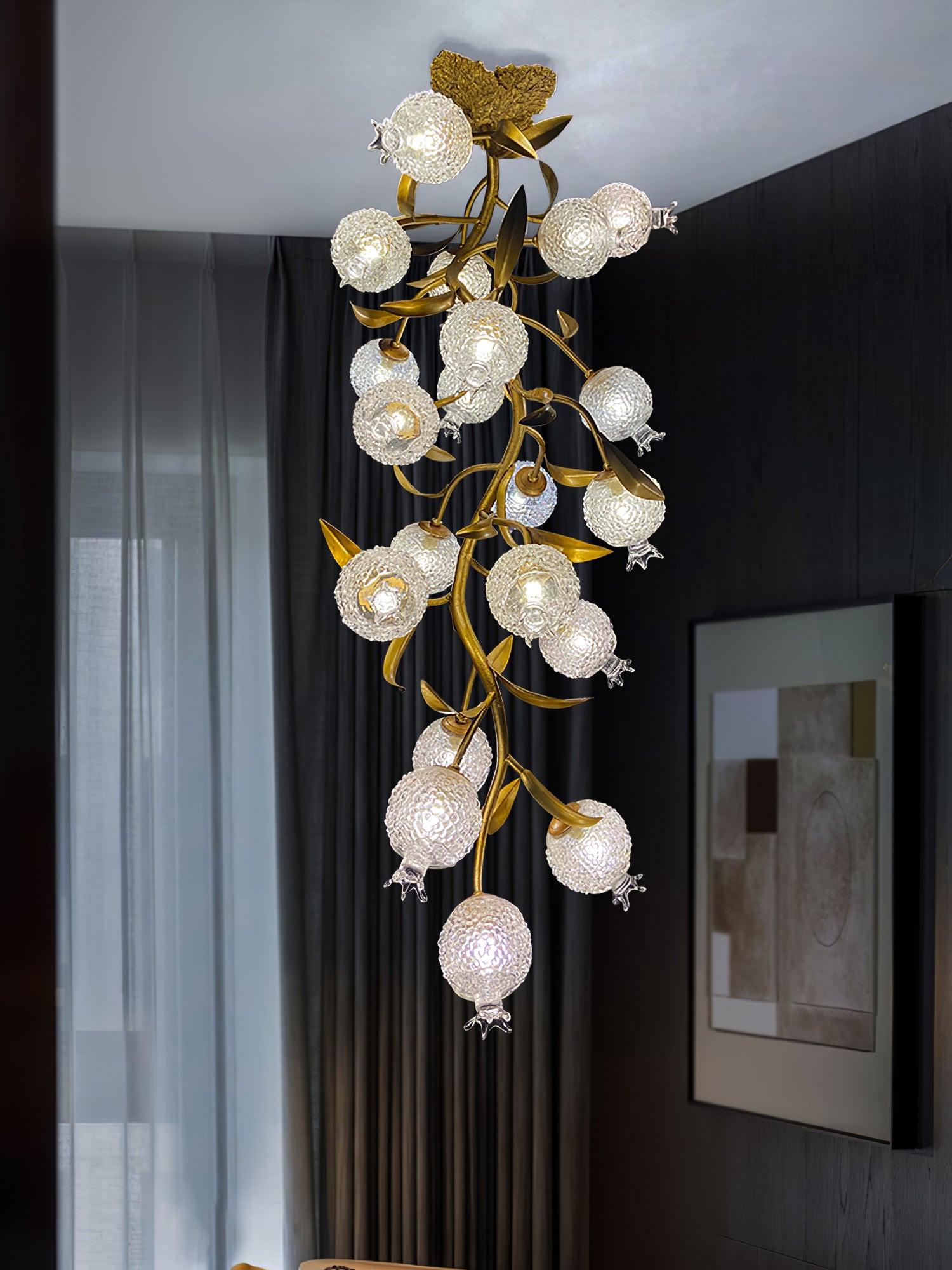 Aursorir Elegance Pomegranate Brass Metal Glass Ceiling Lamp - Lamp Outdoor