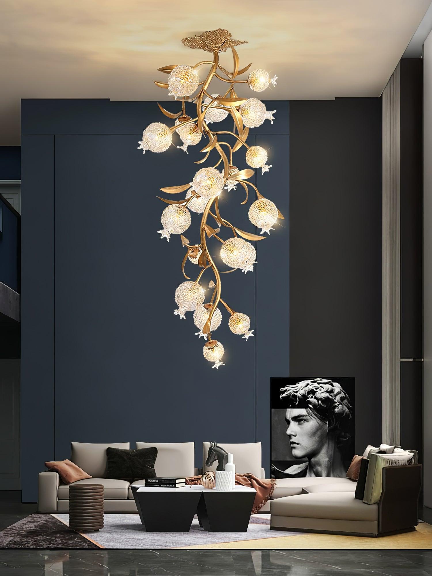 Aursorir Elegance Pomegranate Brass Metal Glass Ceiling Lamp - Lamp Outdoor